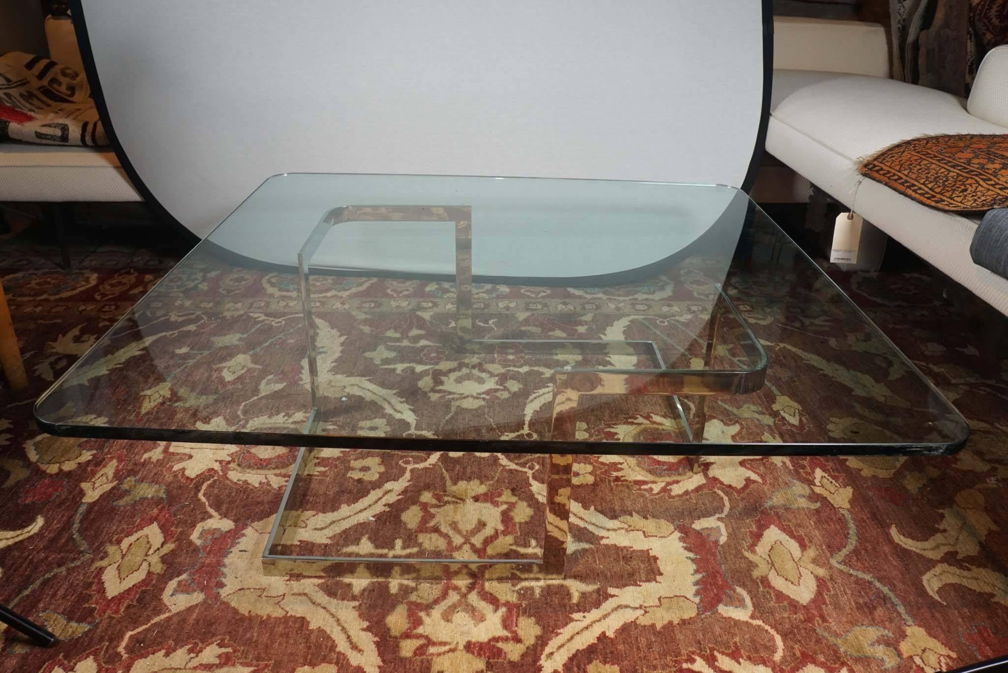 20th Century Glass and chrome mid-century modern coffee table by Vladimir Kagan (custom)