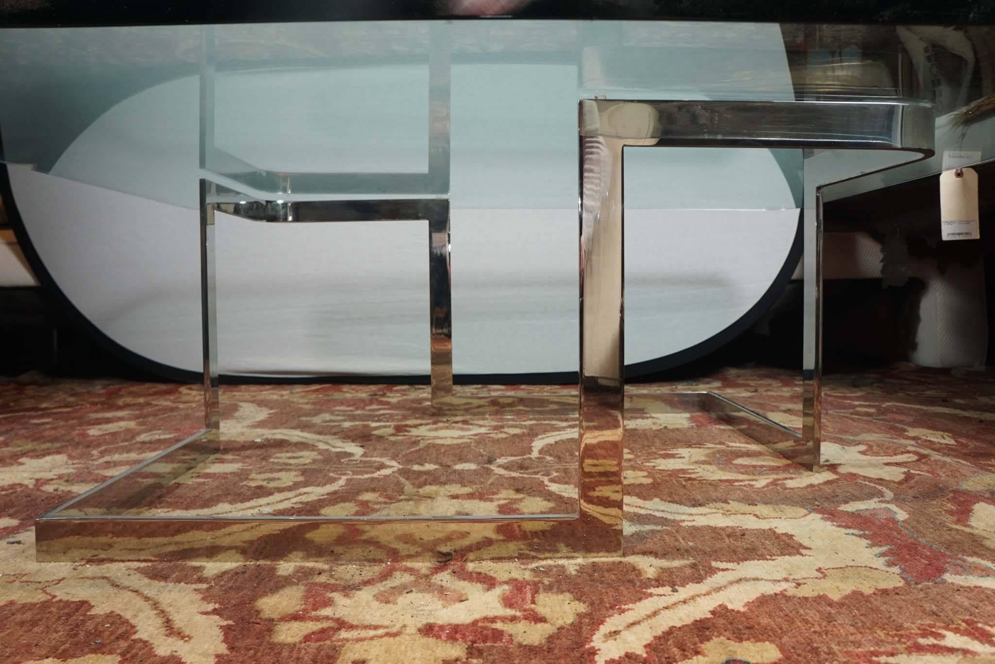 Glass and chrome mid-century modern coffee table by Vladimir Kagan (custom) 2