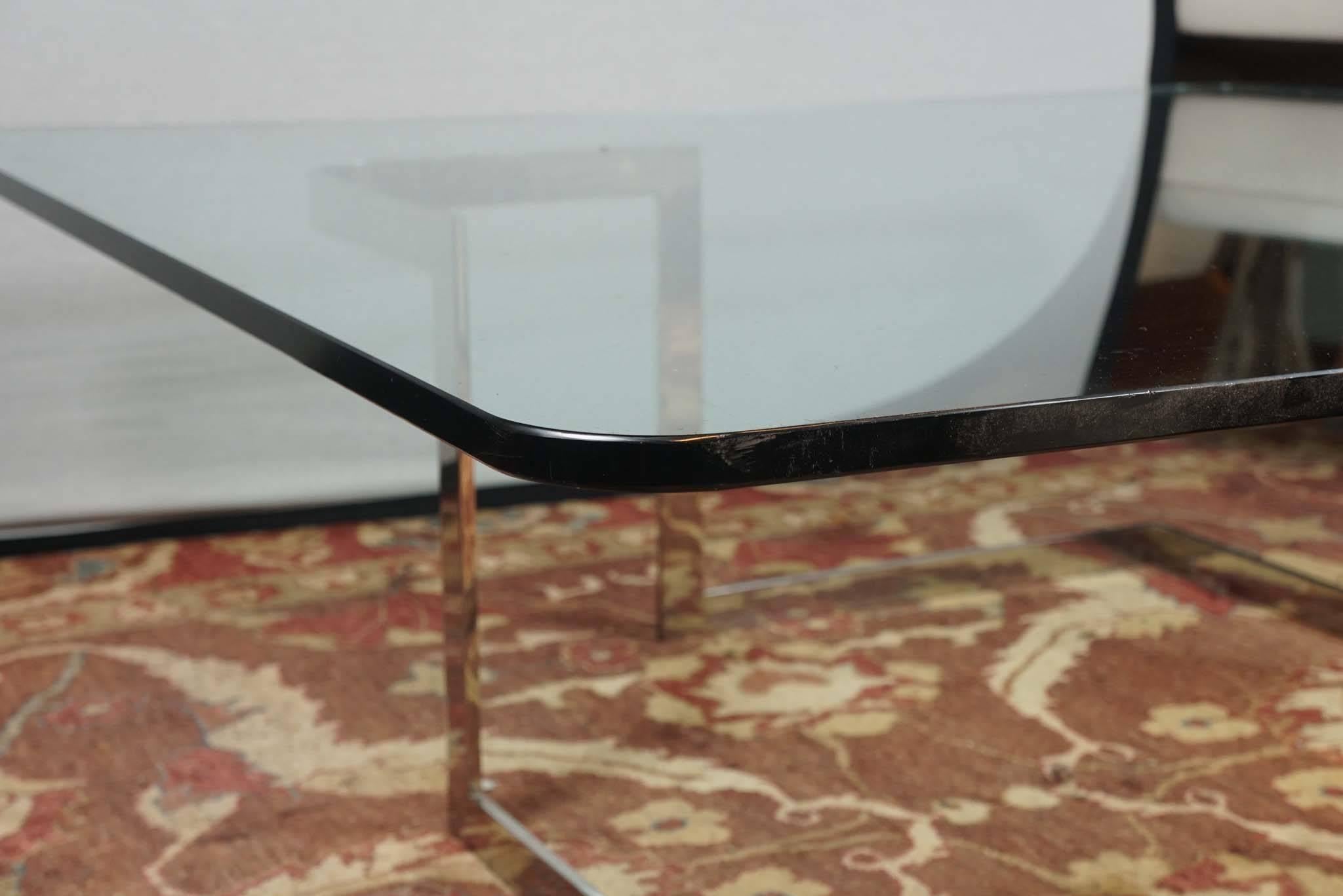 Glass and chrome mid-century modern coffee table by Vladimir Kagan (custom) 4