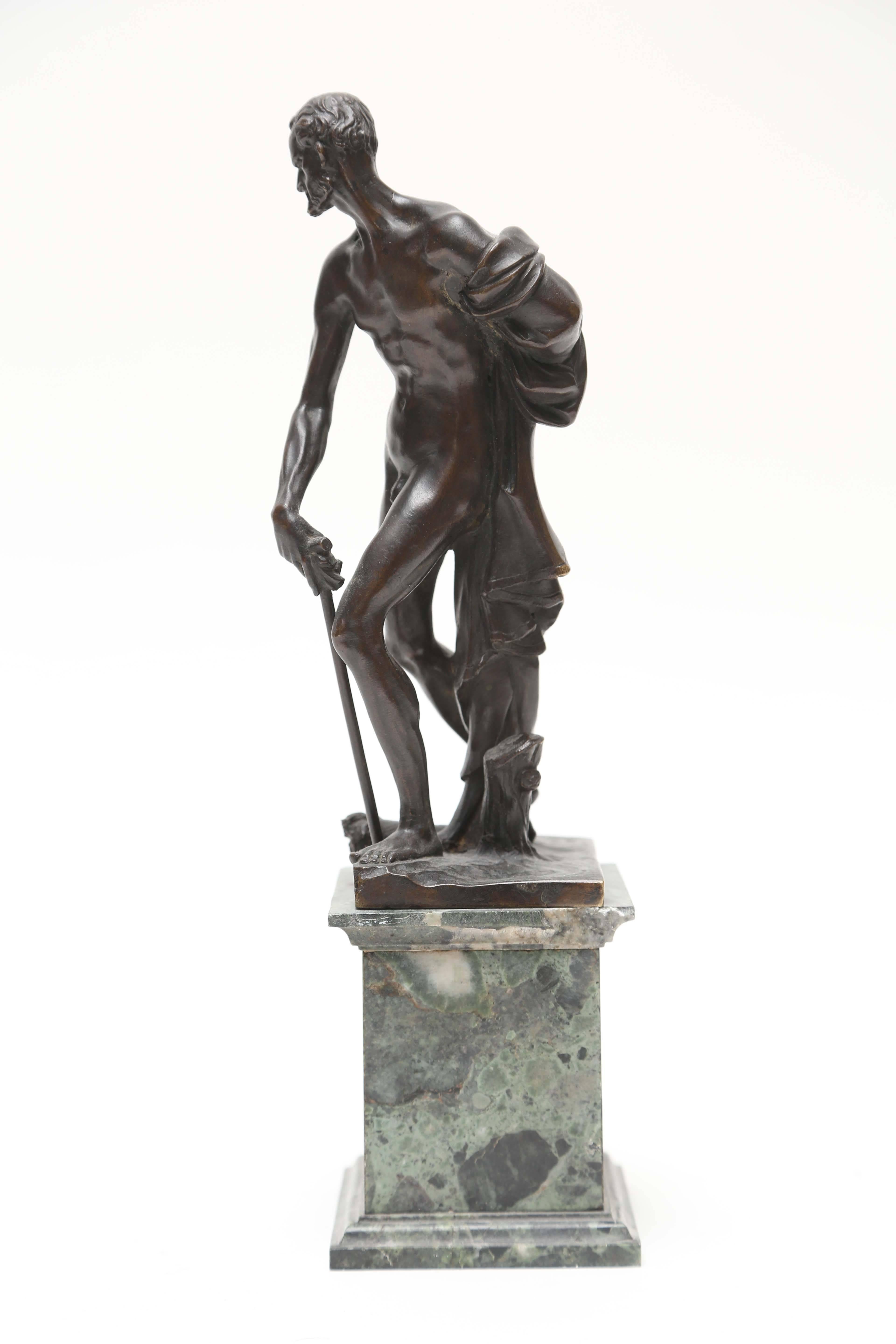 Baroque Venetian Bronze Statuette of St. Jerome, 18th/19th Century For Sale