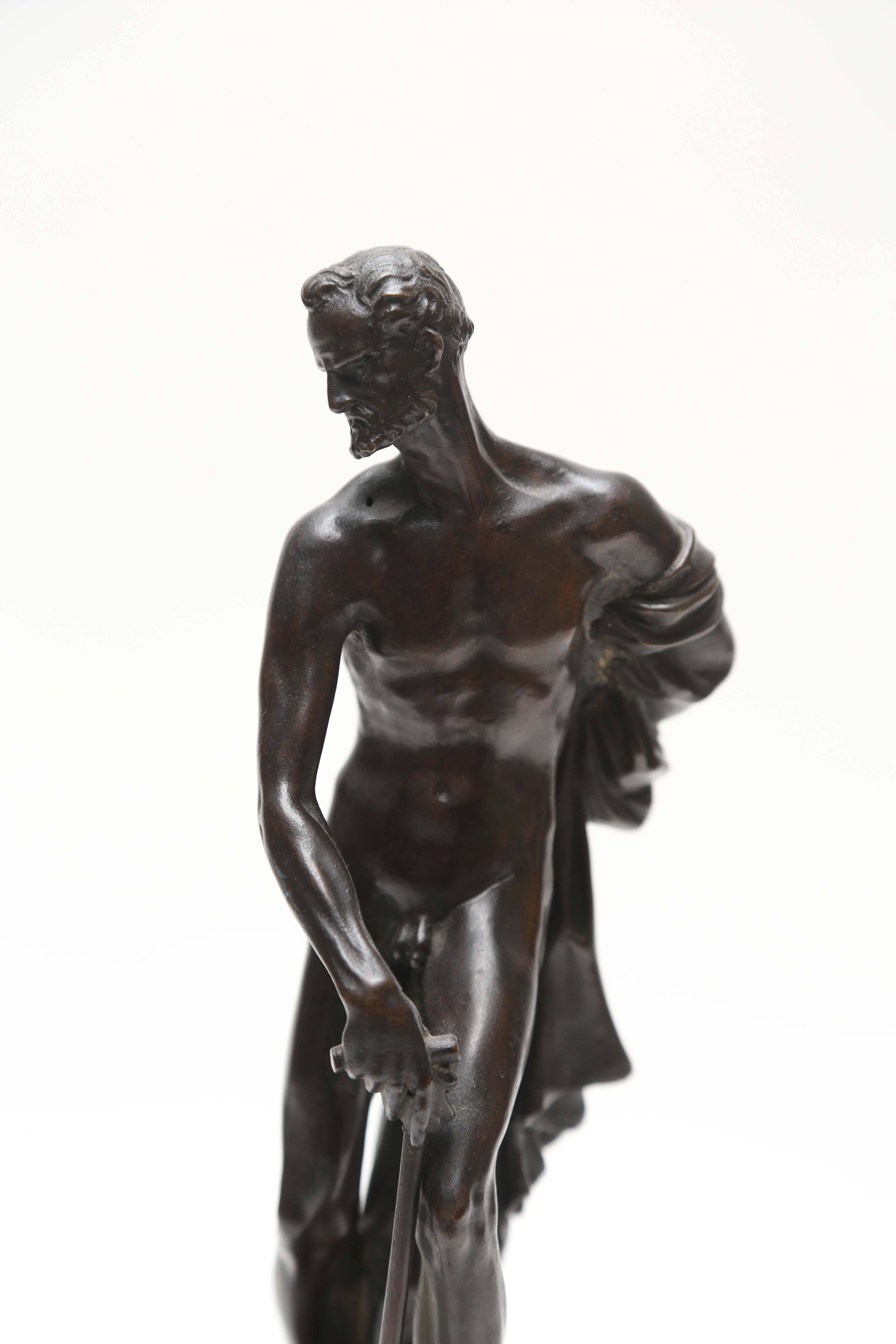 Venetian Bronze Statuette of St. Jerome, 18th/19th Century In Good Condition For Sale In Kensington, MD