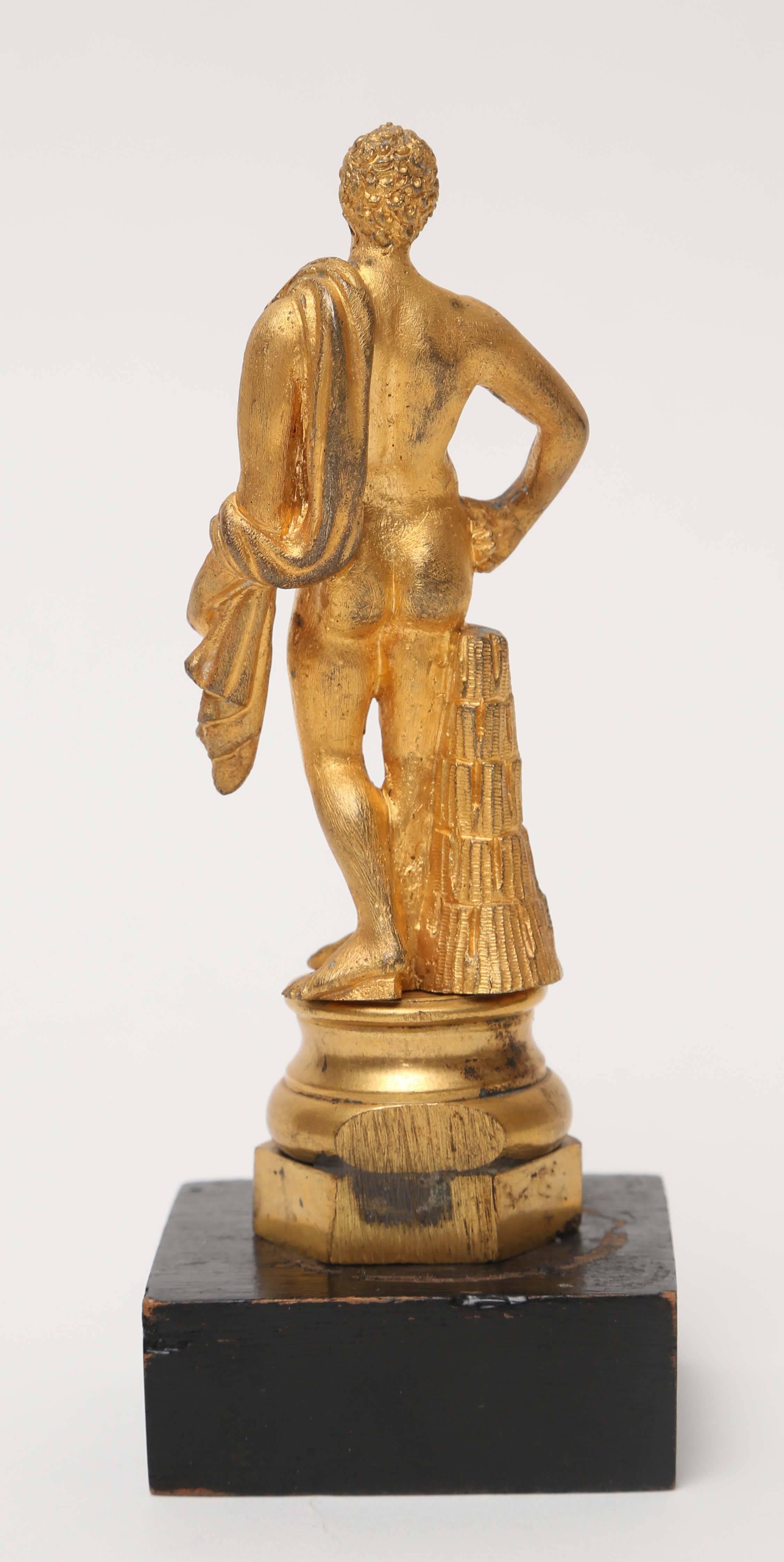 Classical Roman Gilt Bronze Statuette of the Belvedere Antinous, Italian, 19th Century For Sale
