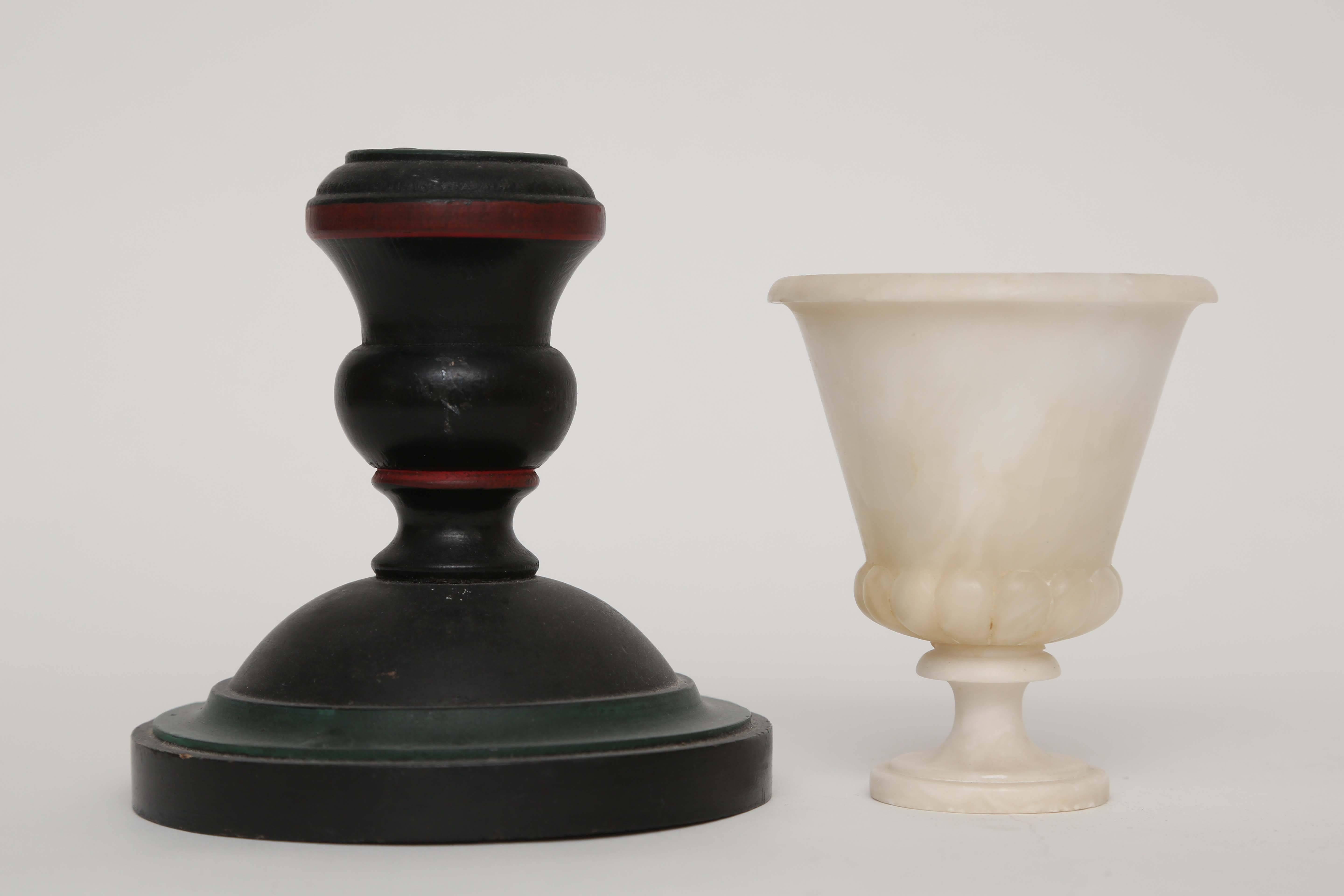 Group of Treens, Candlestick and Alabaster Cup, 19th-20th Century In Excellent Condition In Kensington, MD