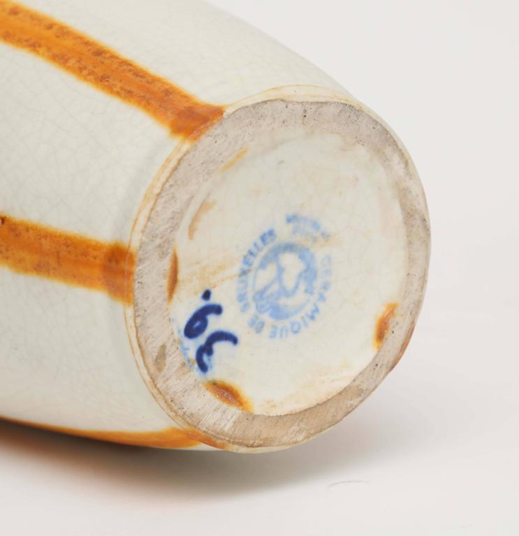 Ceramique de Bruxelles Art Deco Orange and Yellow Drip Vase, Belgium, circa 1920 at 1stDibs