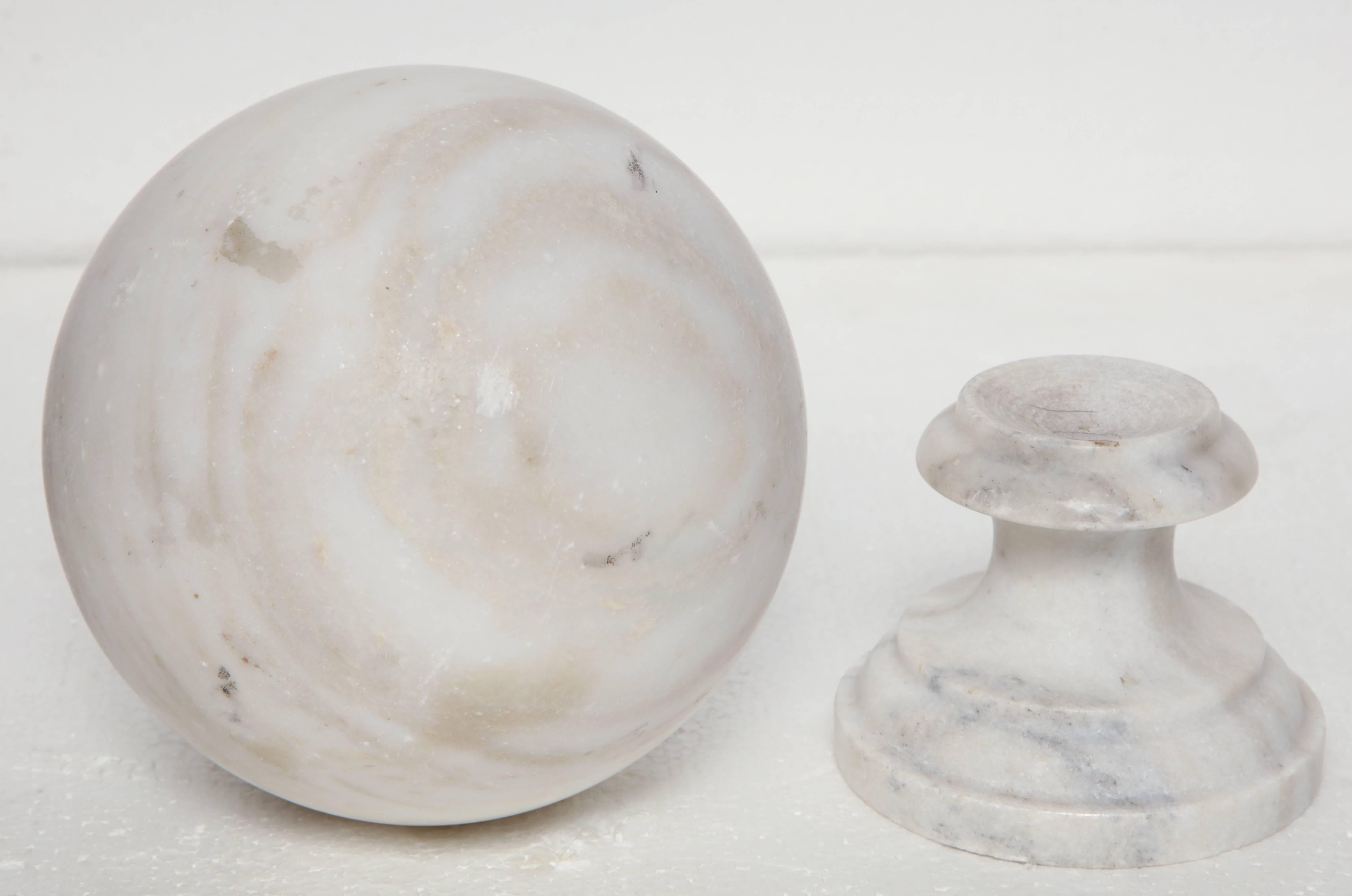 Italian Single Marble Ball on Stand For Sale