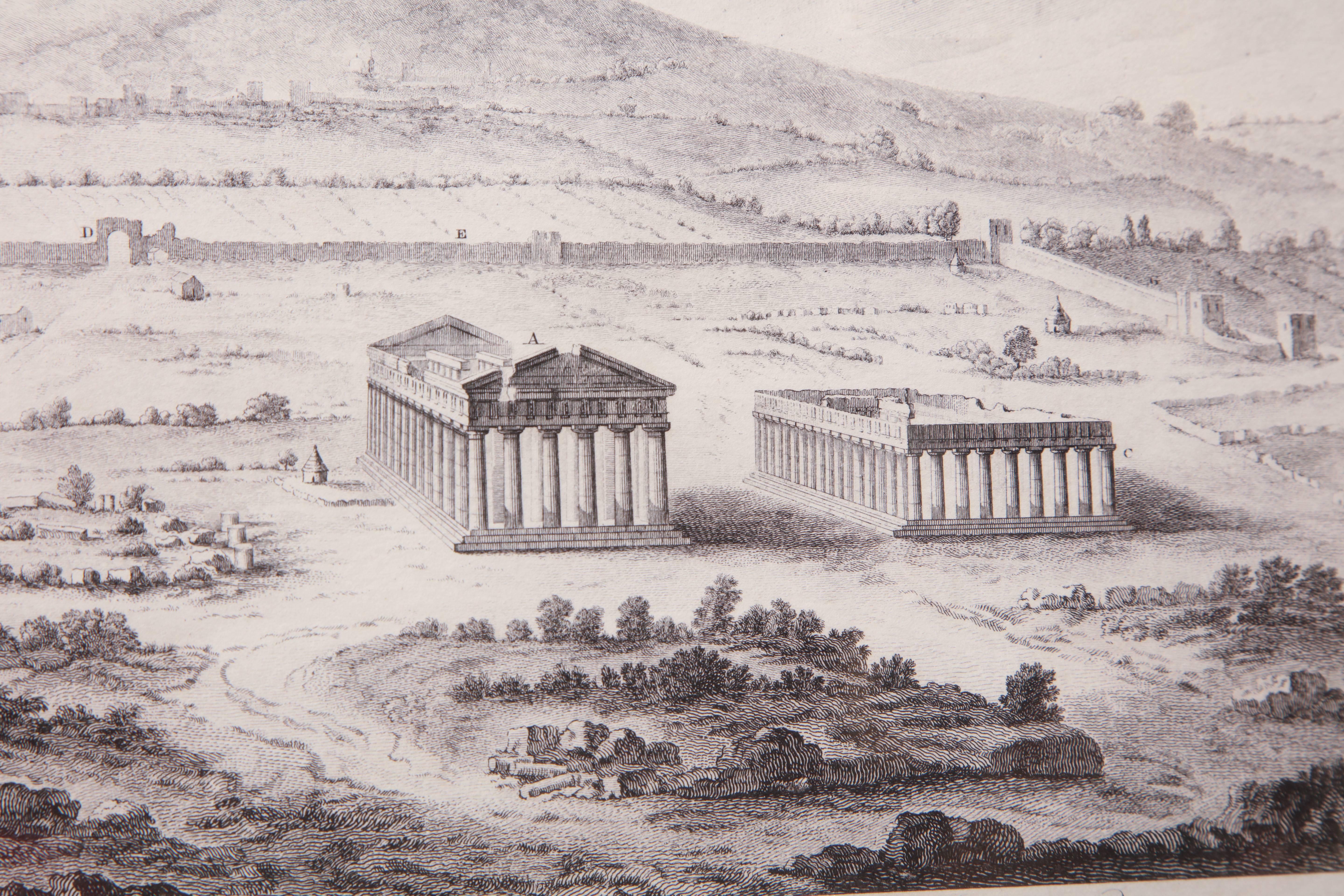 19th Century French Steel Engraving of the City of Pastum with Ruins For Sale 2