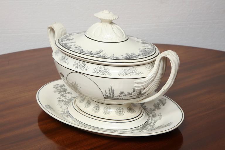 Early 19th Century French, Creil Soup Tureen with under Liner at 1stDibs