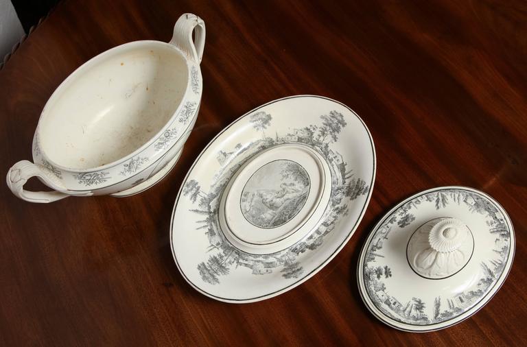 Early 19th Century French, Creil Soup Tureen with under Liner at 1stDibs