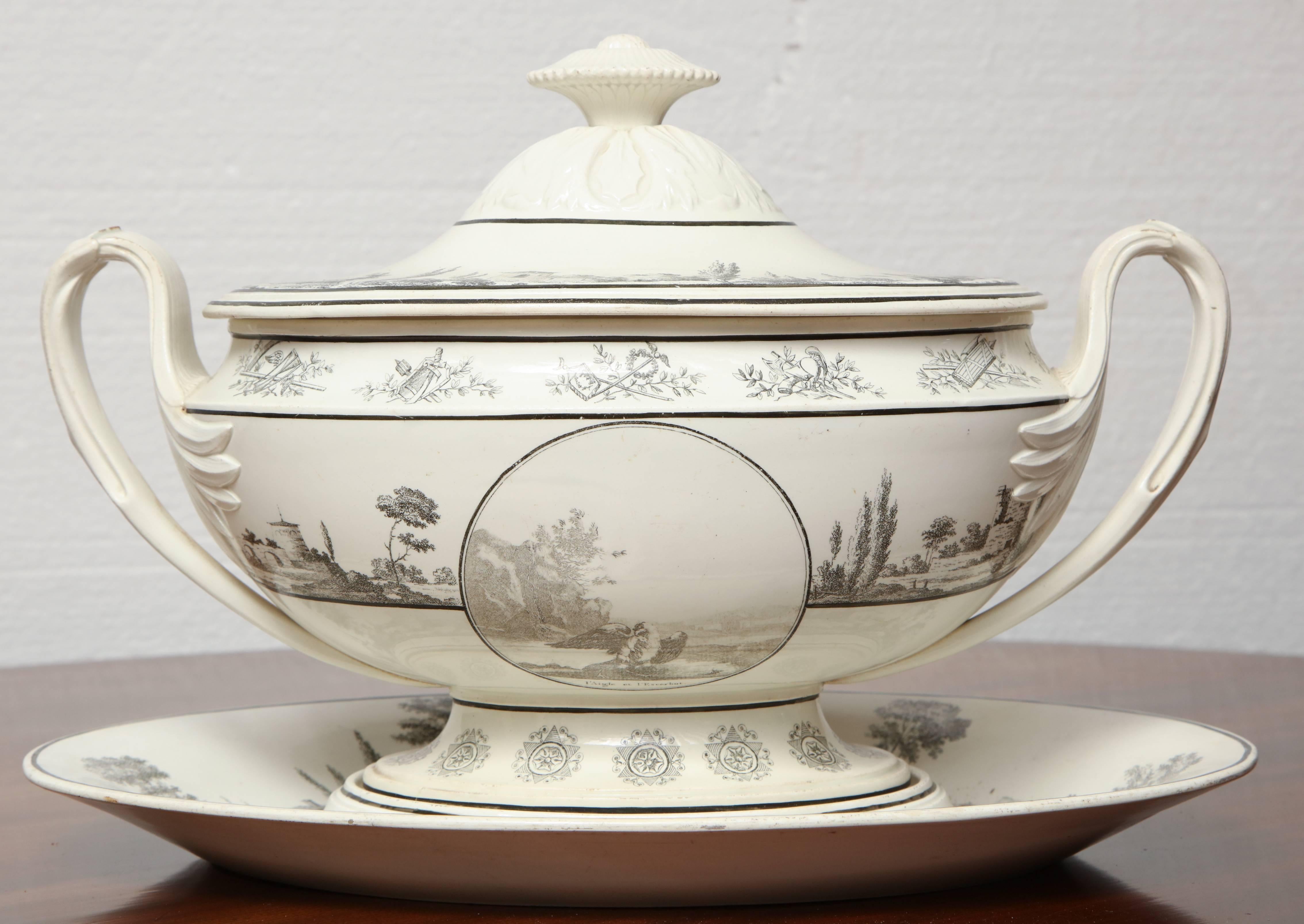 Early 19th Century French, Creil Soup Tureen with under Liner 6