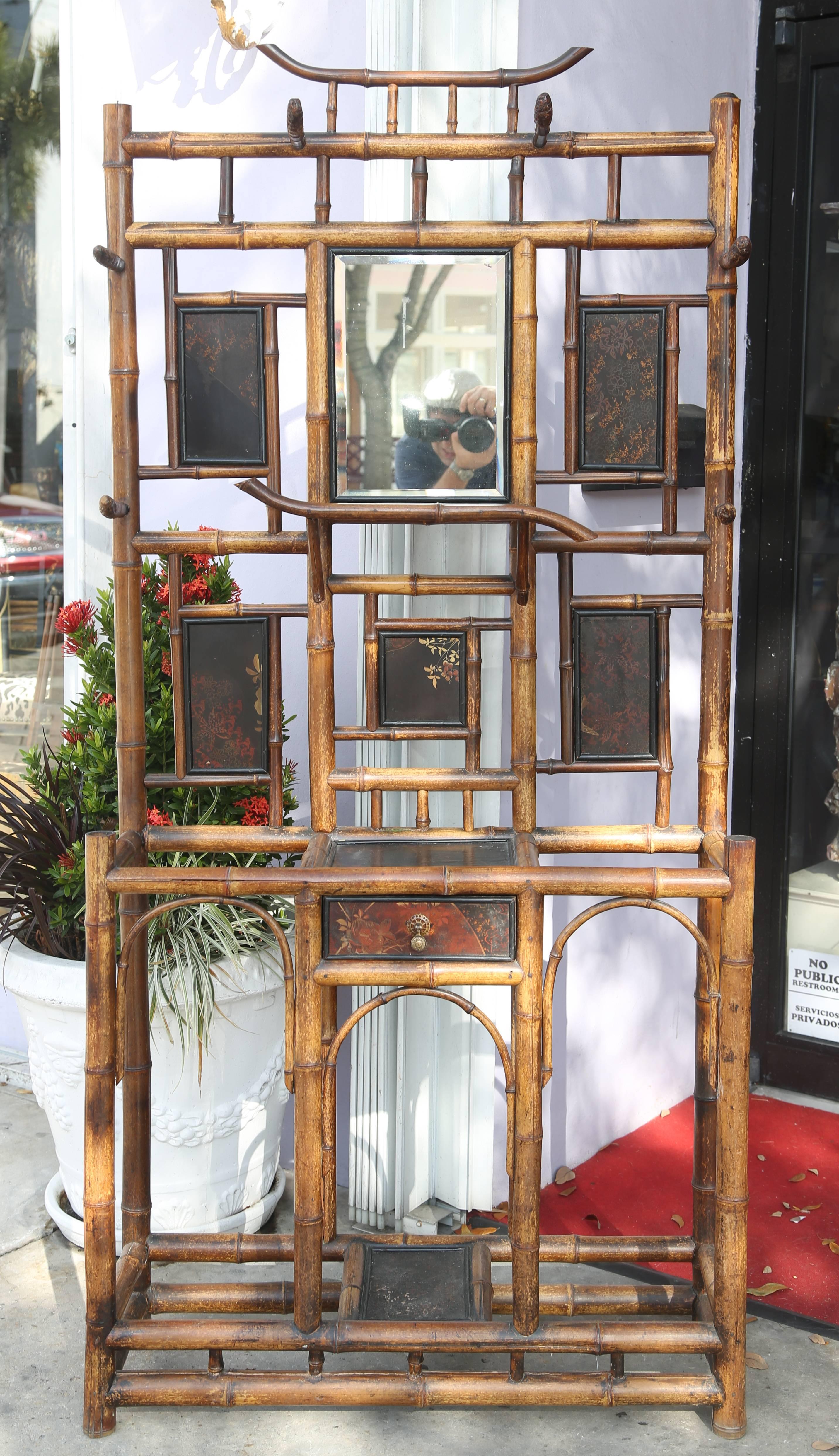 Superb 19th Century English Bamboo Hall Stand In Good Condition In West Palm Beach, FL