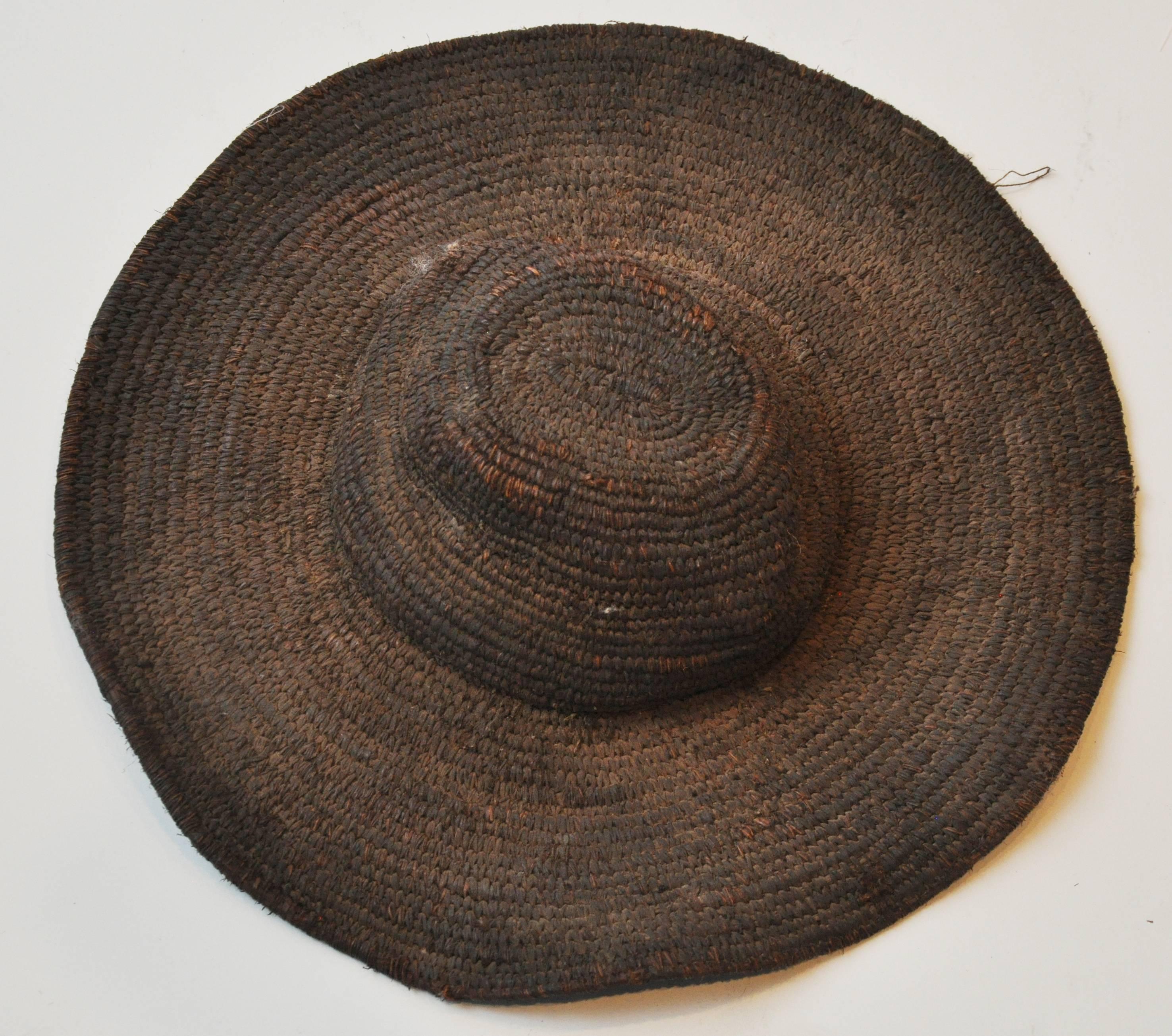 Straw Early 20th Century Woven African Hat from Cameroon