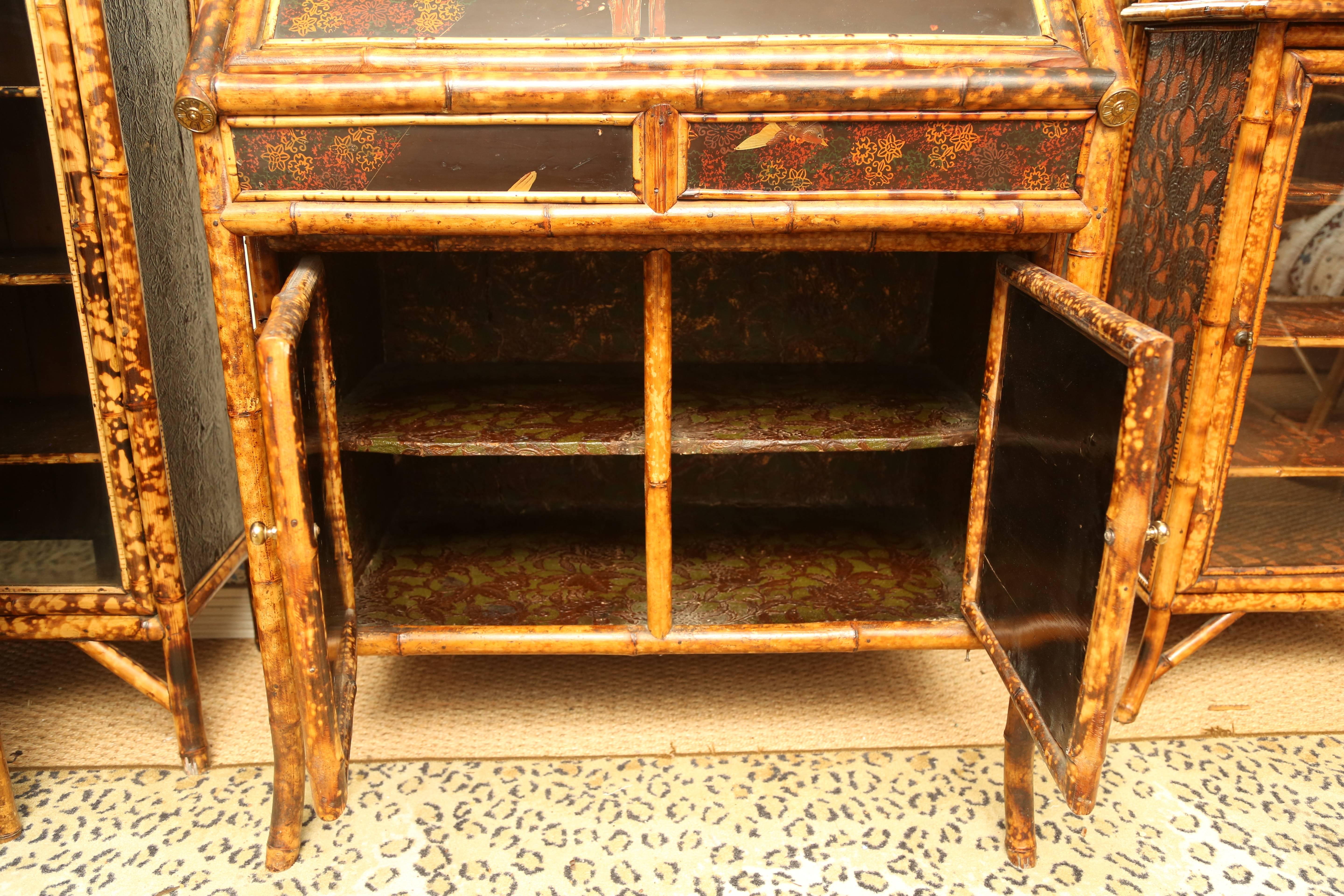 Superb 19th Century English Bamboo Secretary Bookcase 3