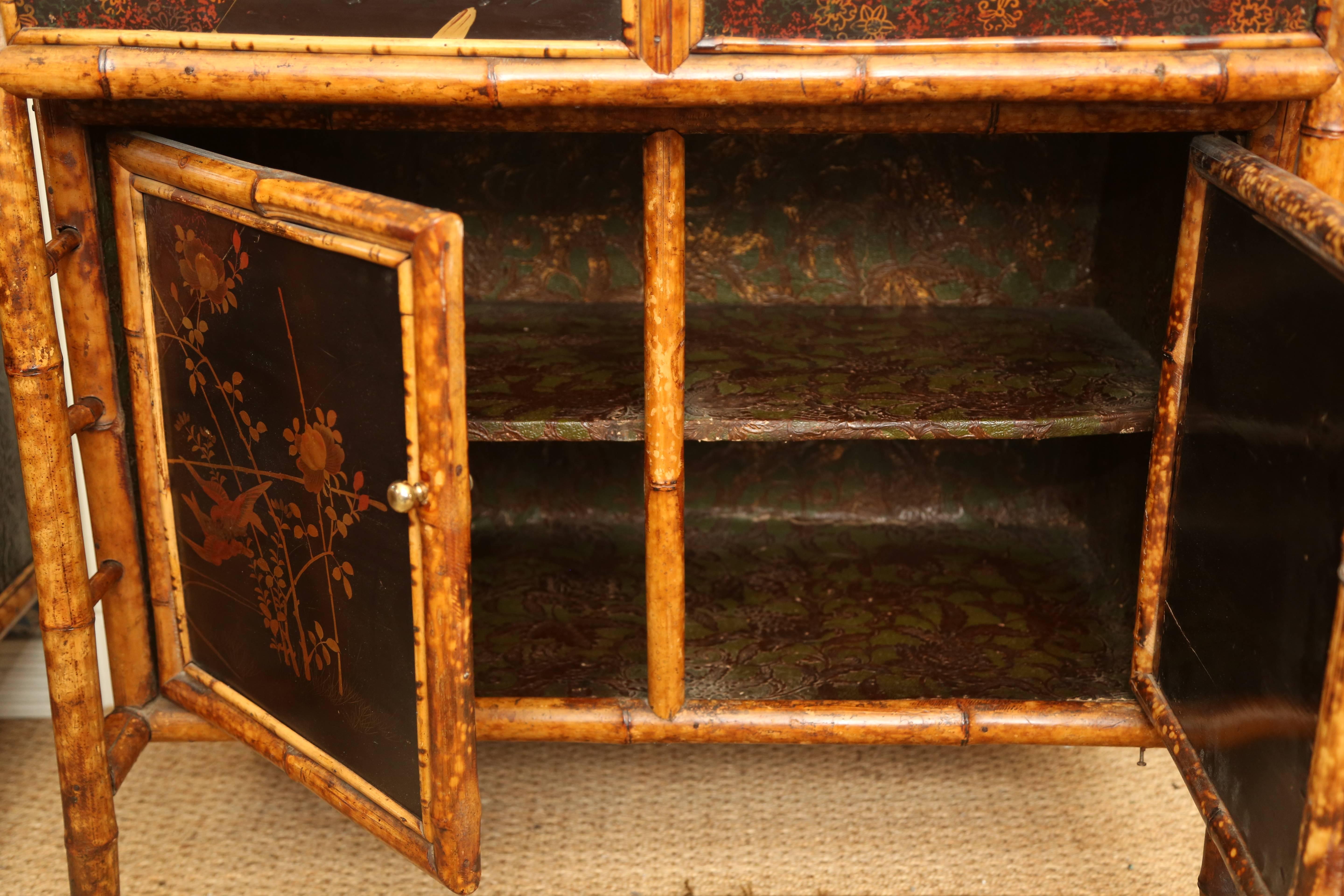 Superb 19th Century English Bamboo Secretary Bookcase 4
