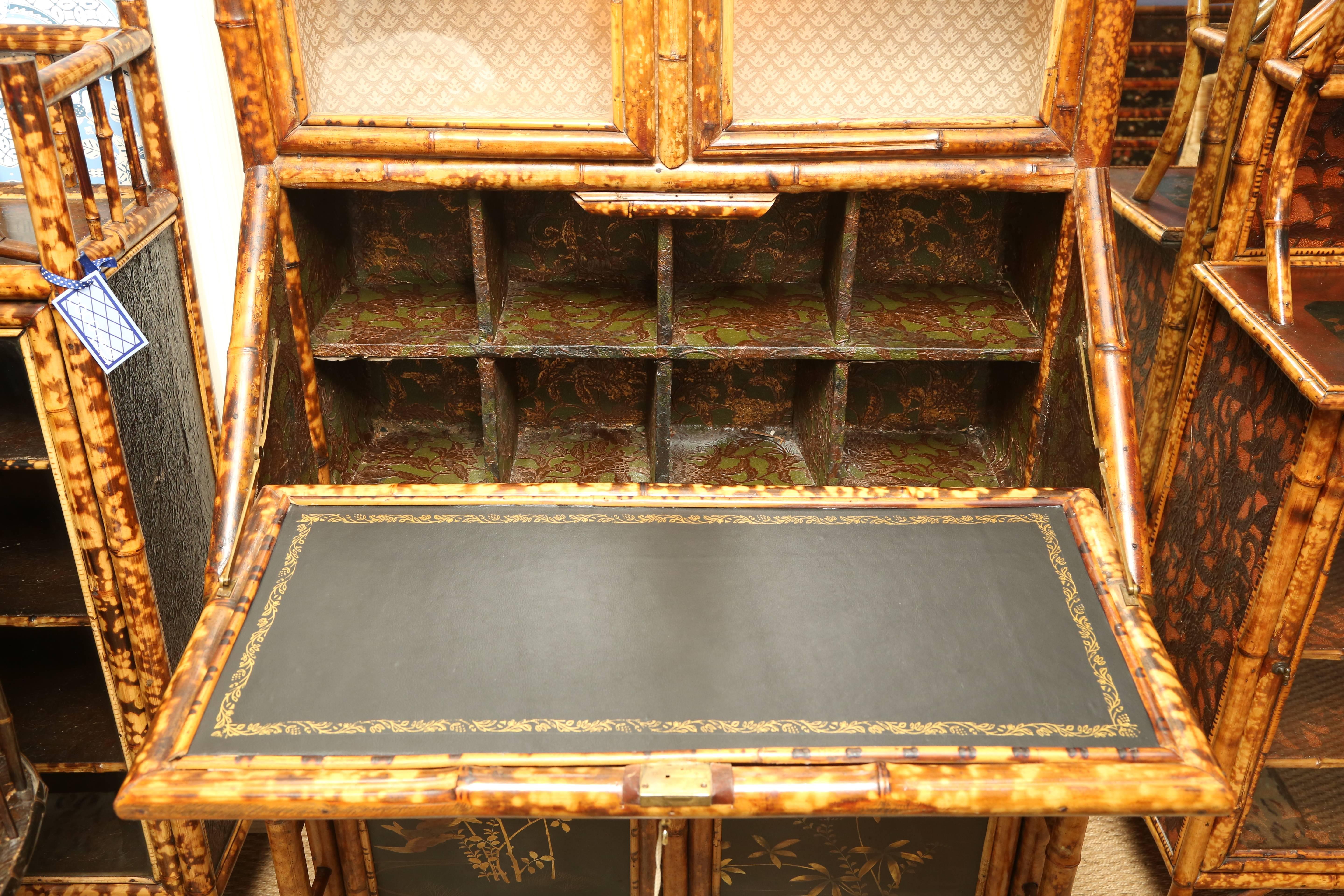 Superb 19th Century English Bamboo Secretary Bookcase 5