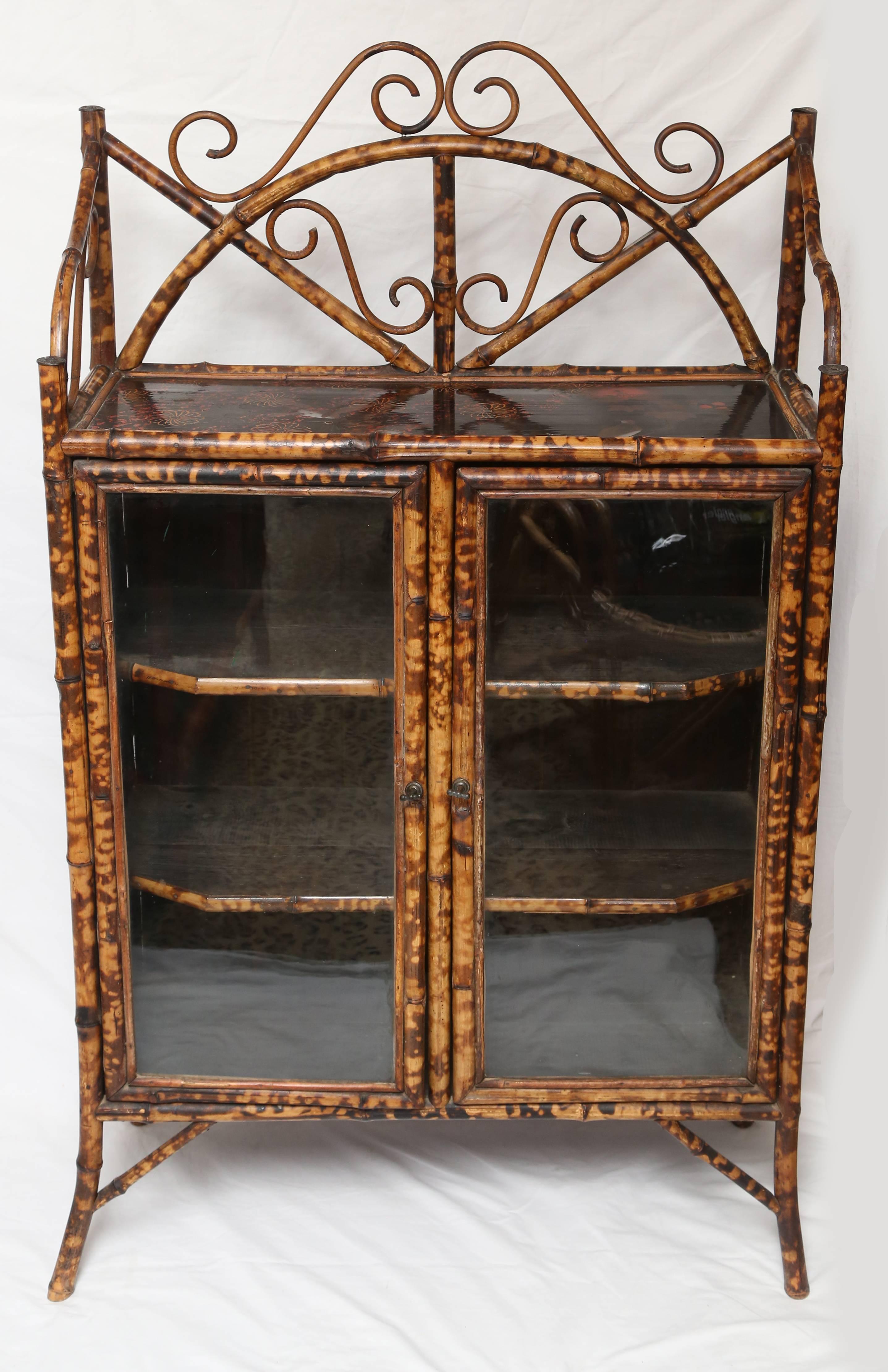 19th Century English Bamboo Cabinet or Bookcase In Good Condition In West Palm Beach, FL