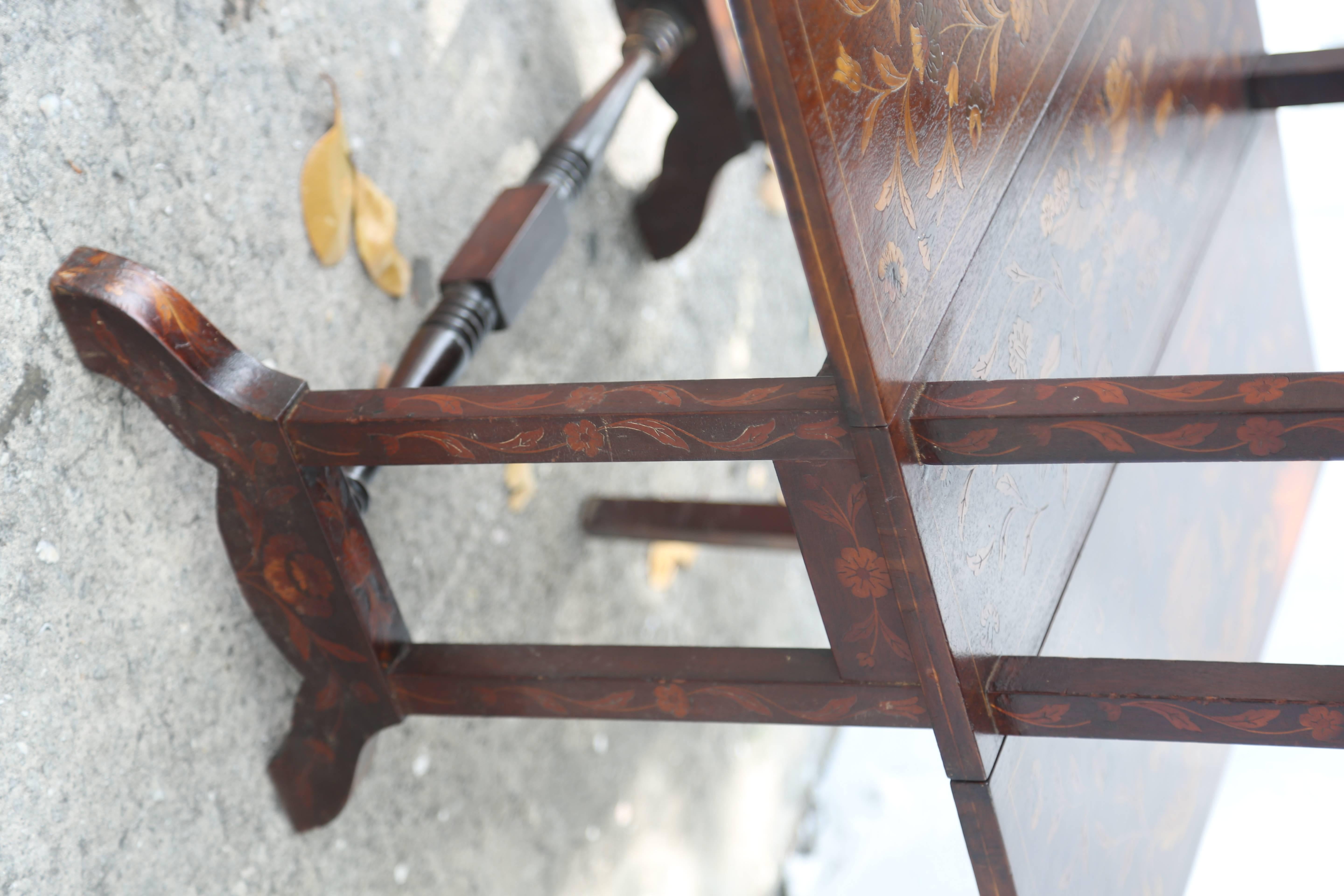 19th Century Drop-Leaf Table with Dutch Marketry Inlay  In Good Condition In West Palm Beach, FL