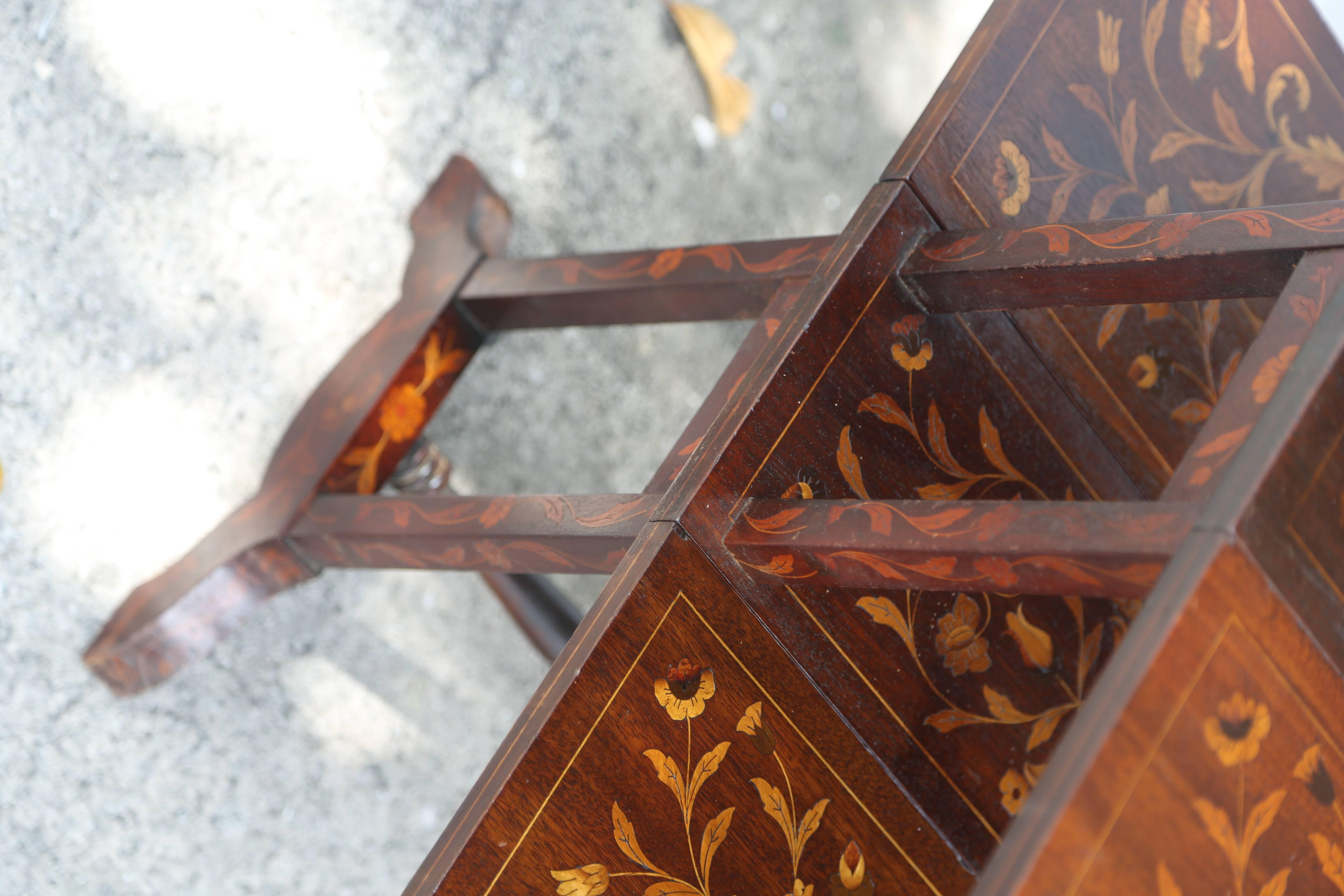 19th Century Drop-Leaf Table with Dutch Marketry Inlay  1
