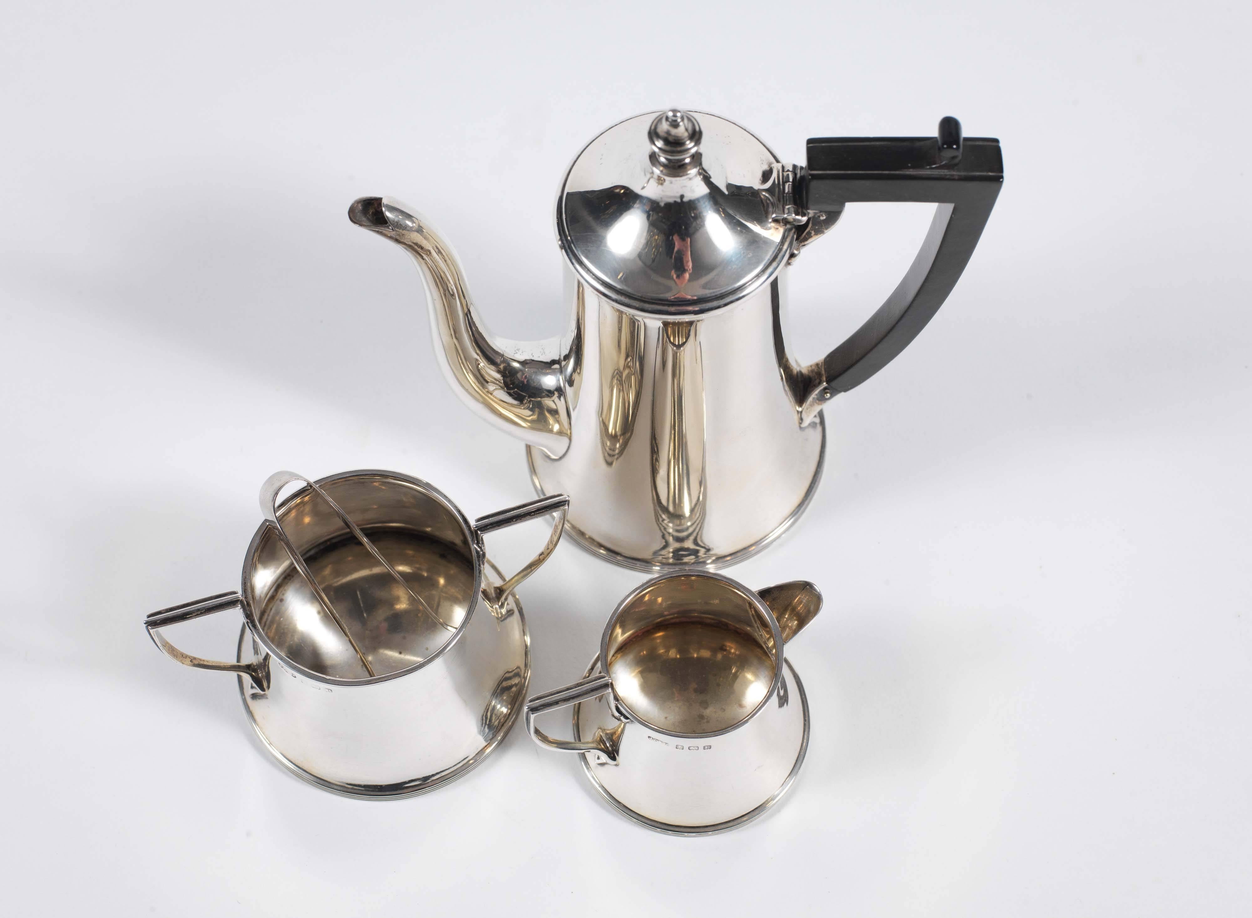 English Early 20th Century Silver Three-Piece Coffee Set