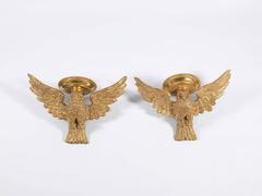 Pair of Owl Wall Brackets, Early 19th Century, Hand Carved Wood, Gesso and Gilt