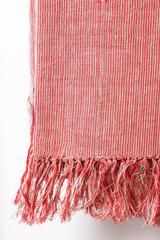 Indian Handwoven Bedcover in Red and Ivory