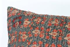 Indian Banjara Storage Bag Pillow in Turquoise Blue, Orange-Red and Ivory