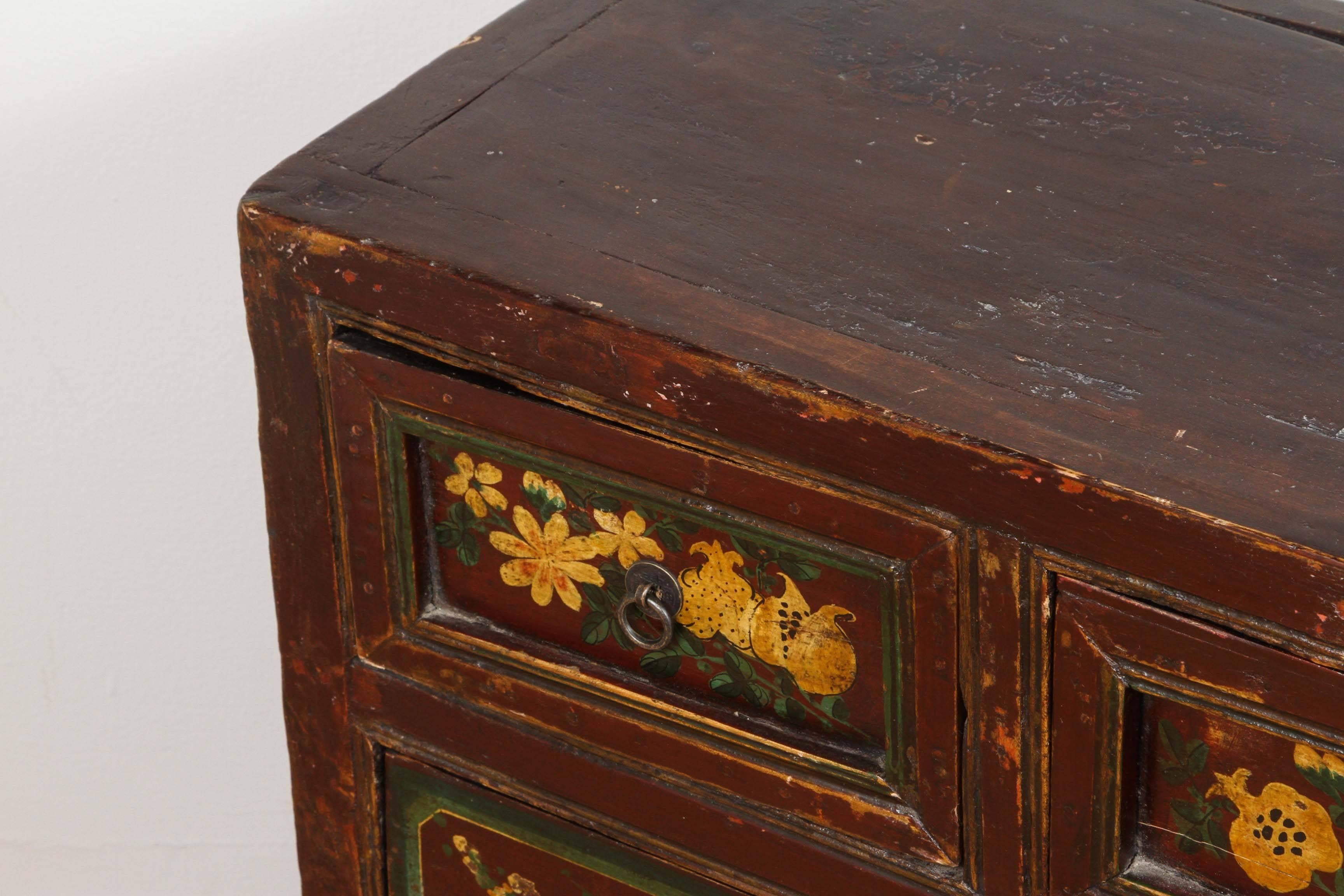 Wood Chinese Painted Chest Drawers For Sale