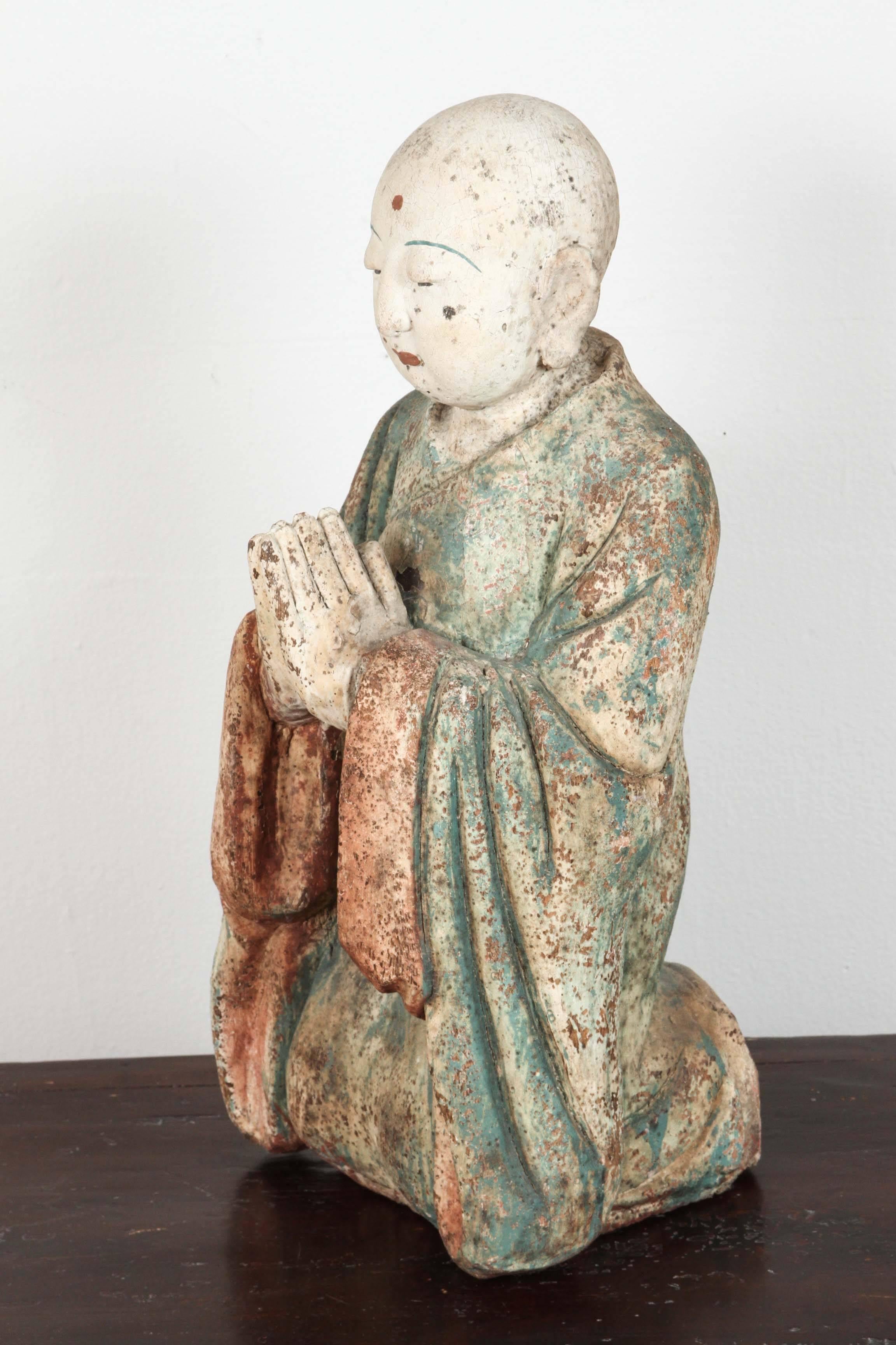 Chinese Asian Meditation Figure, Wood For Sale