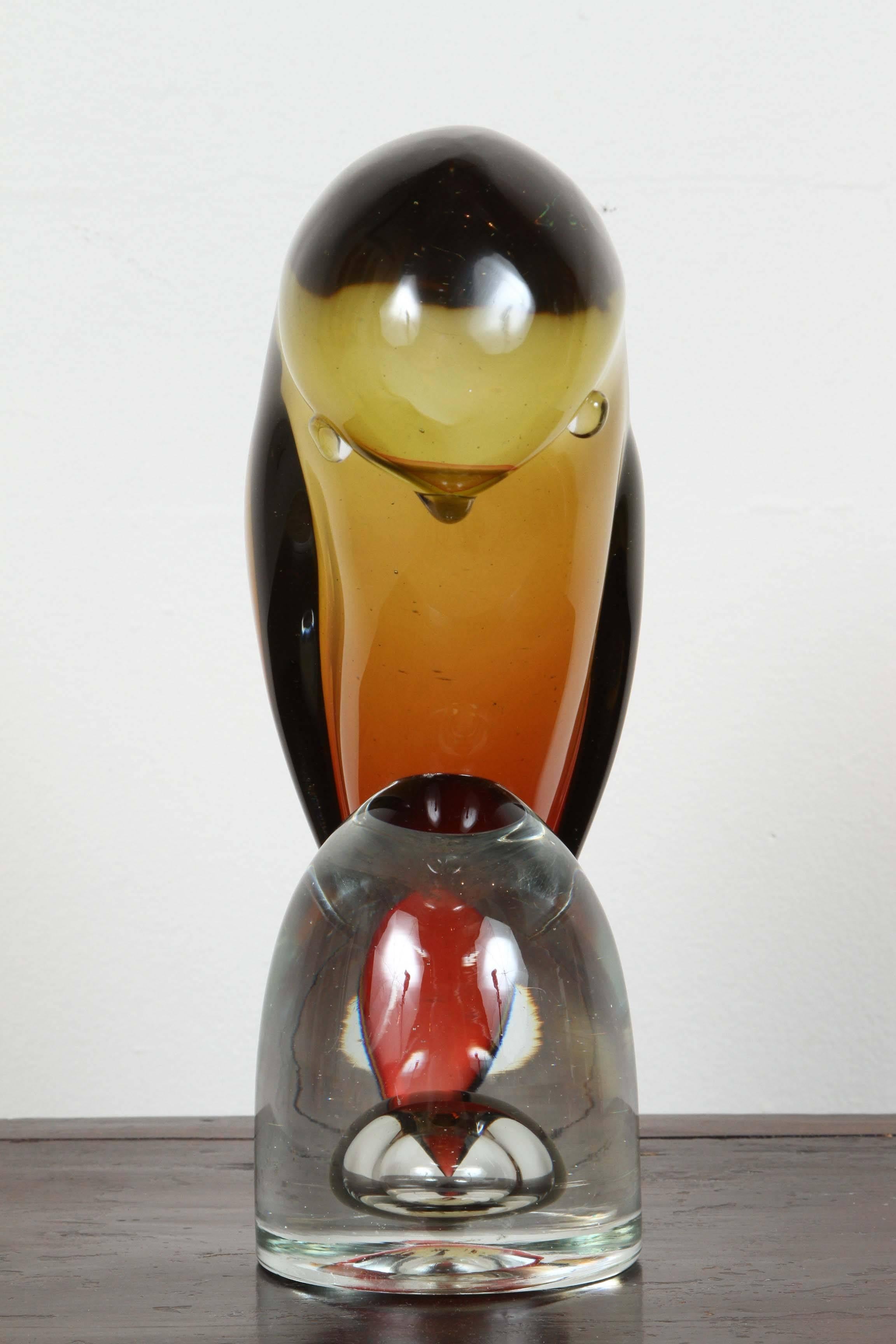 Salviati & Co. Murano Glass Bird, Yellow and Orange In Excellent Condition For Sale In Los Angeles, CA