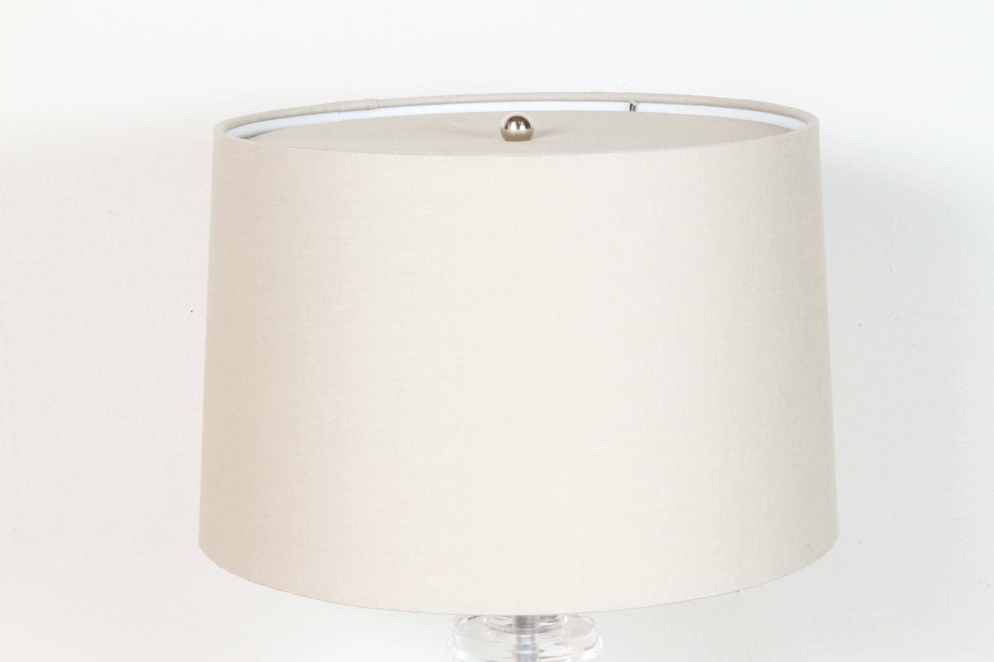 American Lucite Disc Table Lamp For Sale
