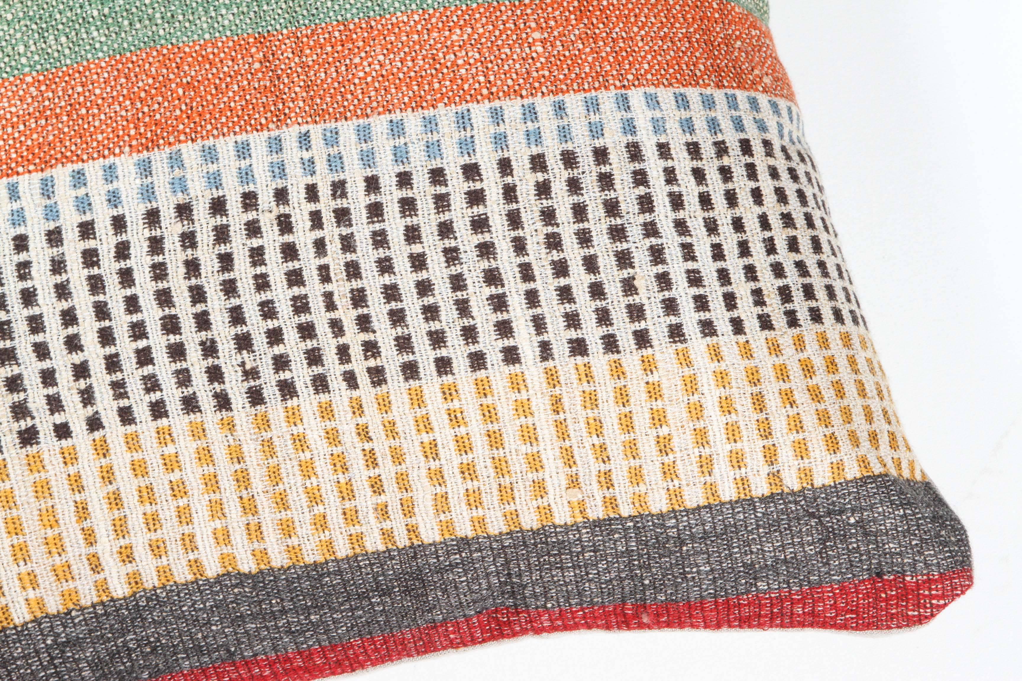A contemporary line of cushions, pillows, throws, bedcovers, bedspreads and yardage hand woven in India on antique Jacquard looms. Handspun wool, cotton, linen, and raw silk give the textiles an appealing uneven quality.

This wool and raw Tussar
