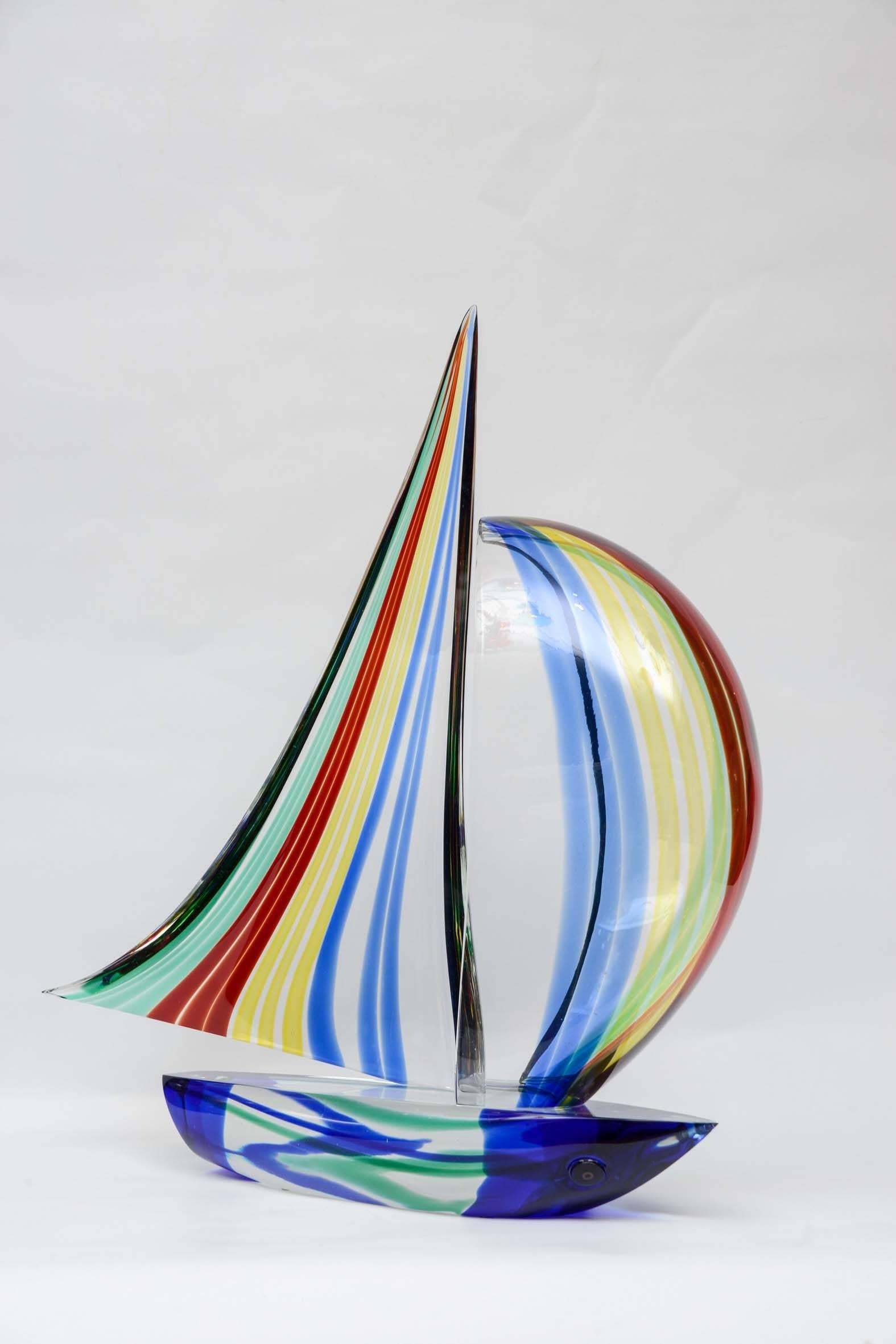 Italian Sculpture Boat in Murano Glass