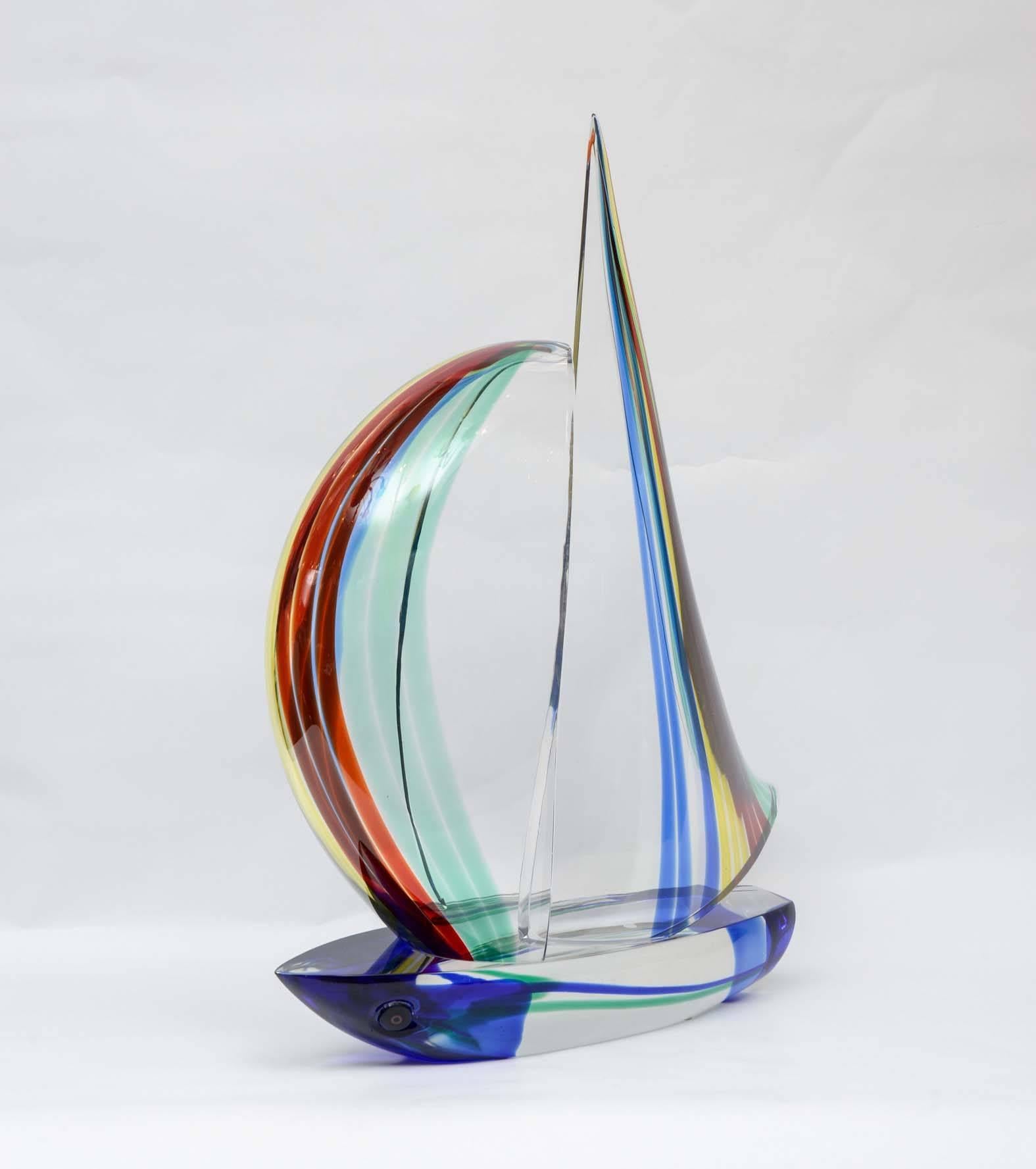 Sculpture Boat in Murano Glass In Excellent Condition In Saint ouen, FR