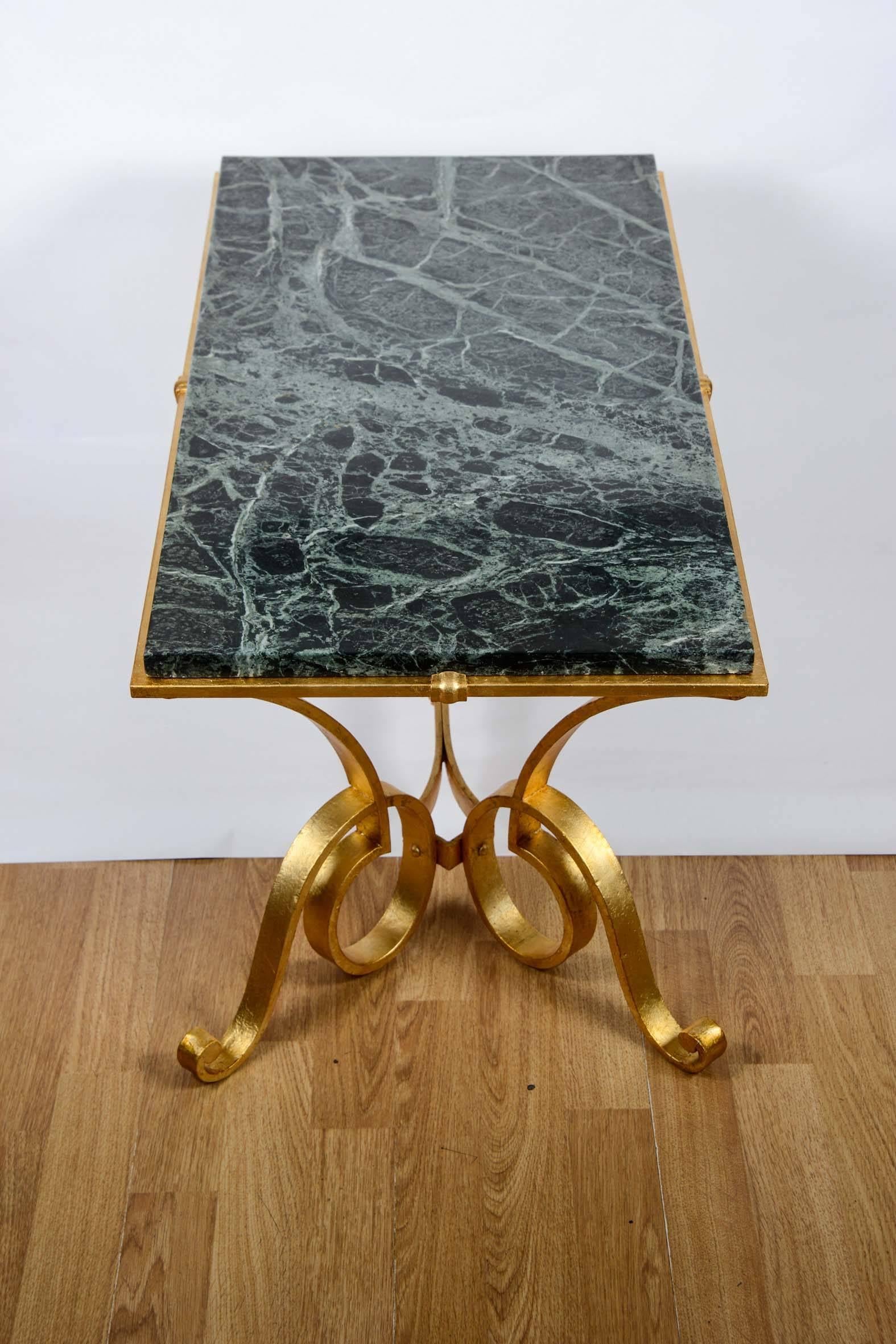 Mid-20th Century Coffee Table in Gold Wrought Iron and Marble