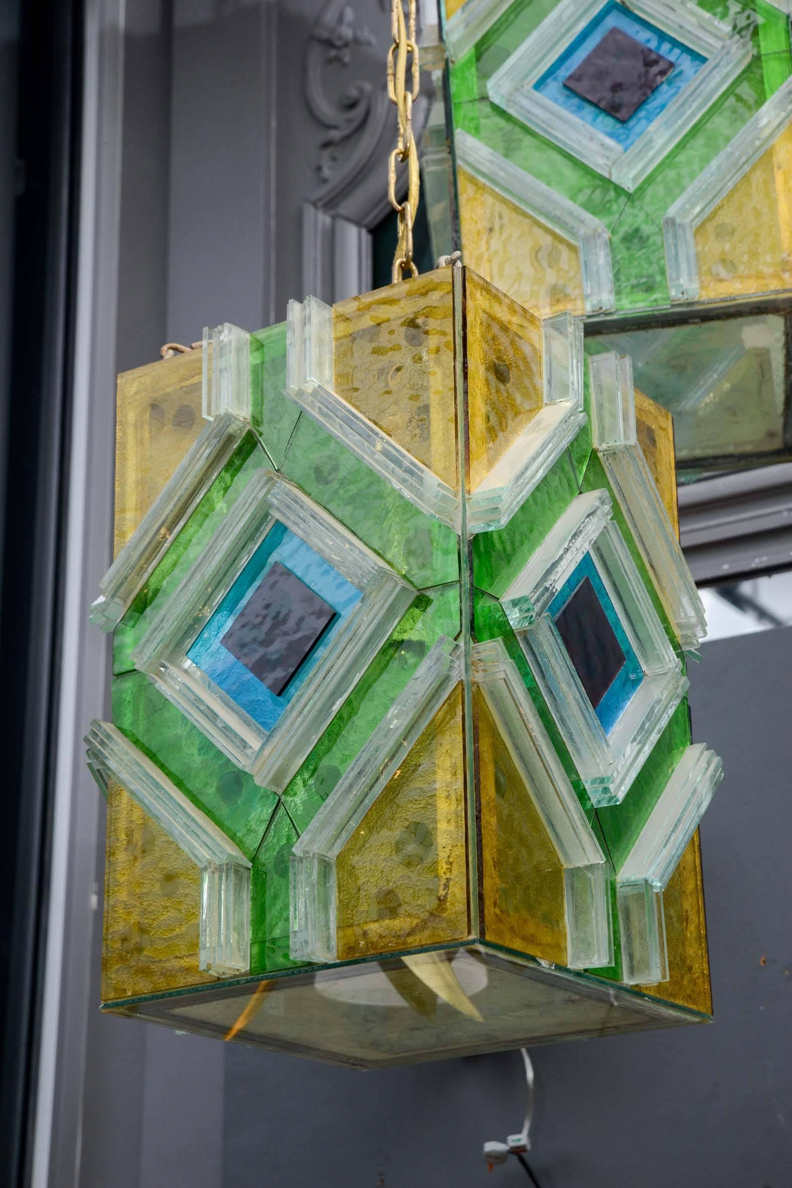 French Pair of Small Glass Lanterns