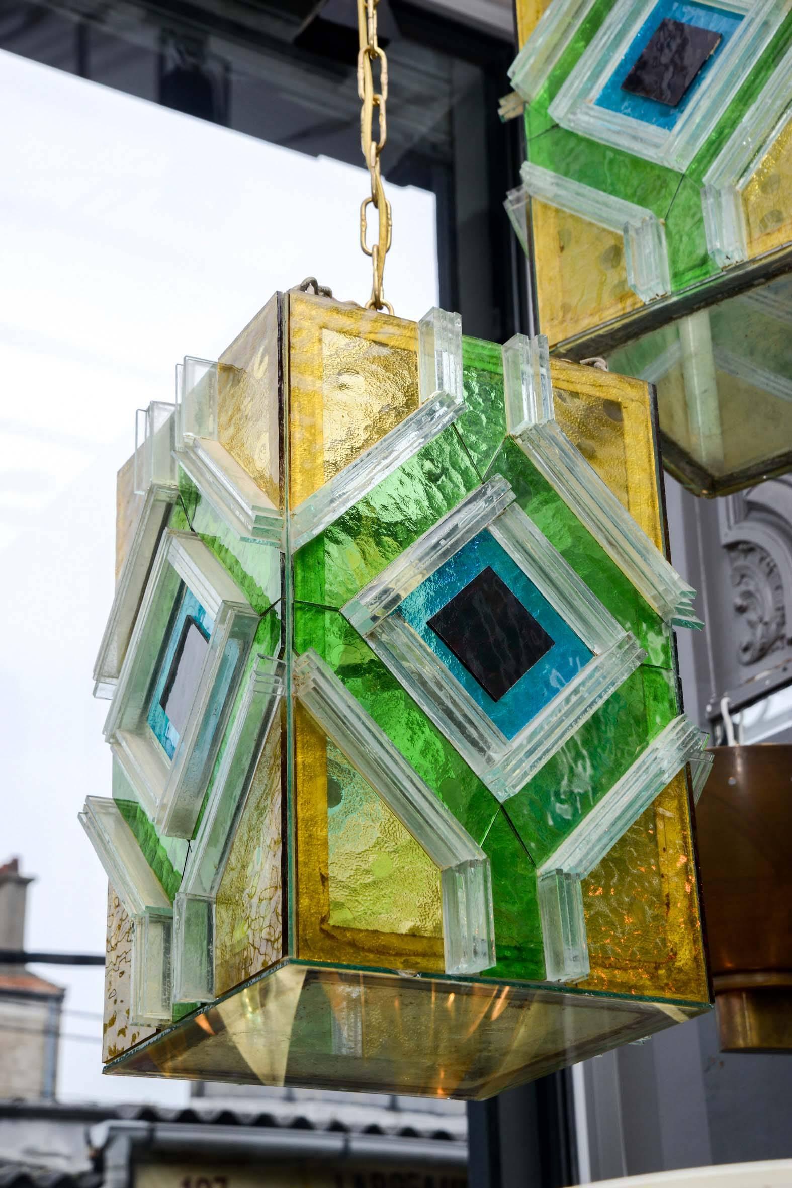 Pair of Small Glass Lanterns In Good Condition In Saint-Ouen, IDF