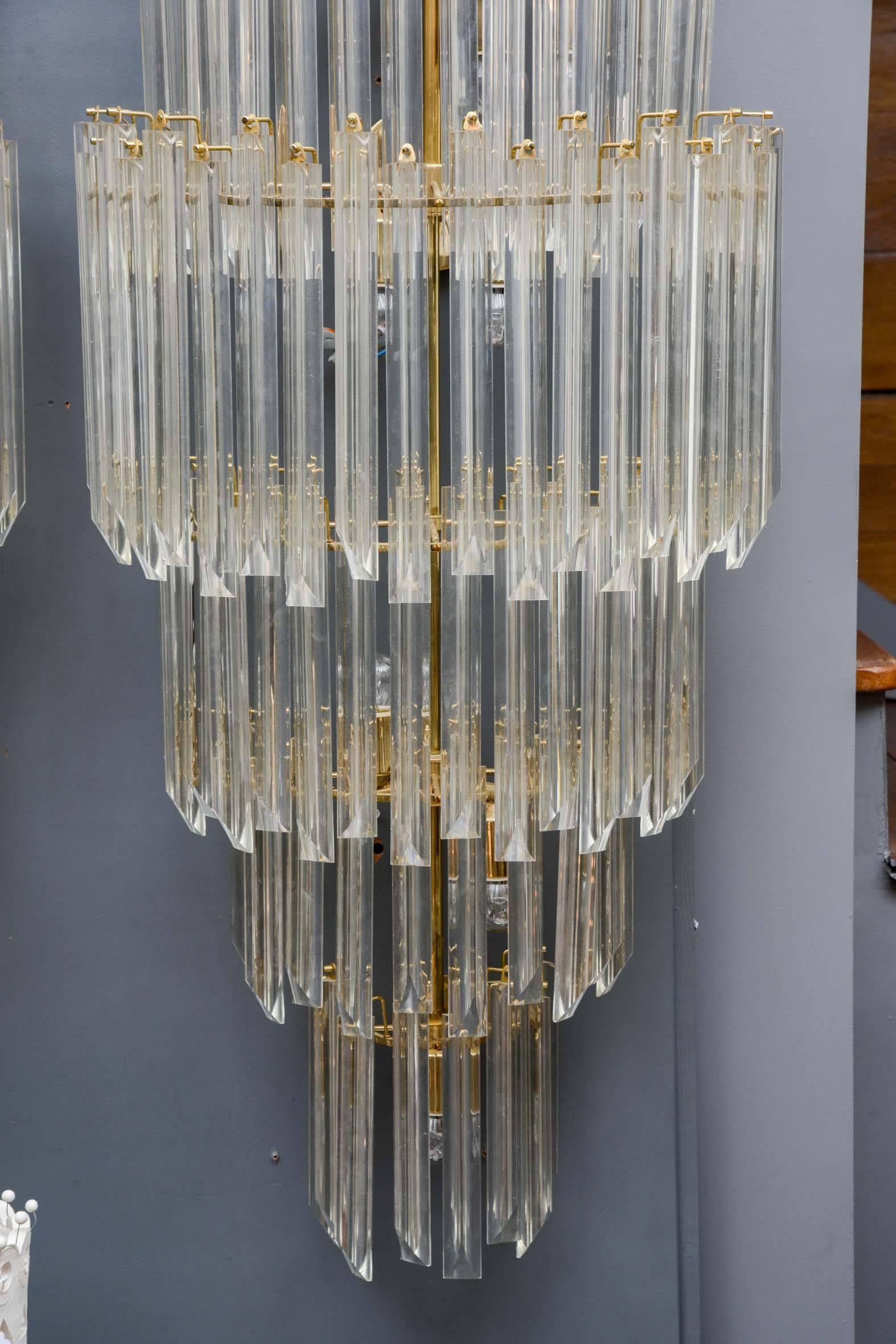 Mid-Century Modern Tall Pair of Murano Glass Wall Sconces