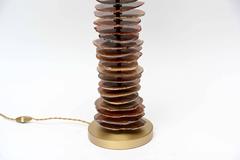 Pair of Tall Brass and Agates Table Lamps