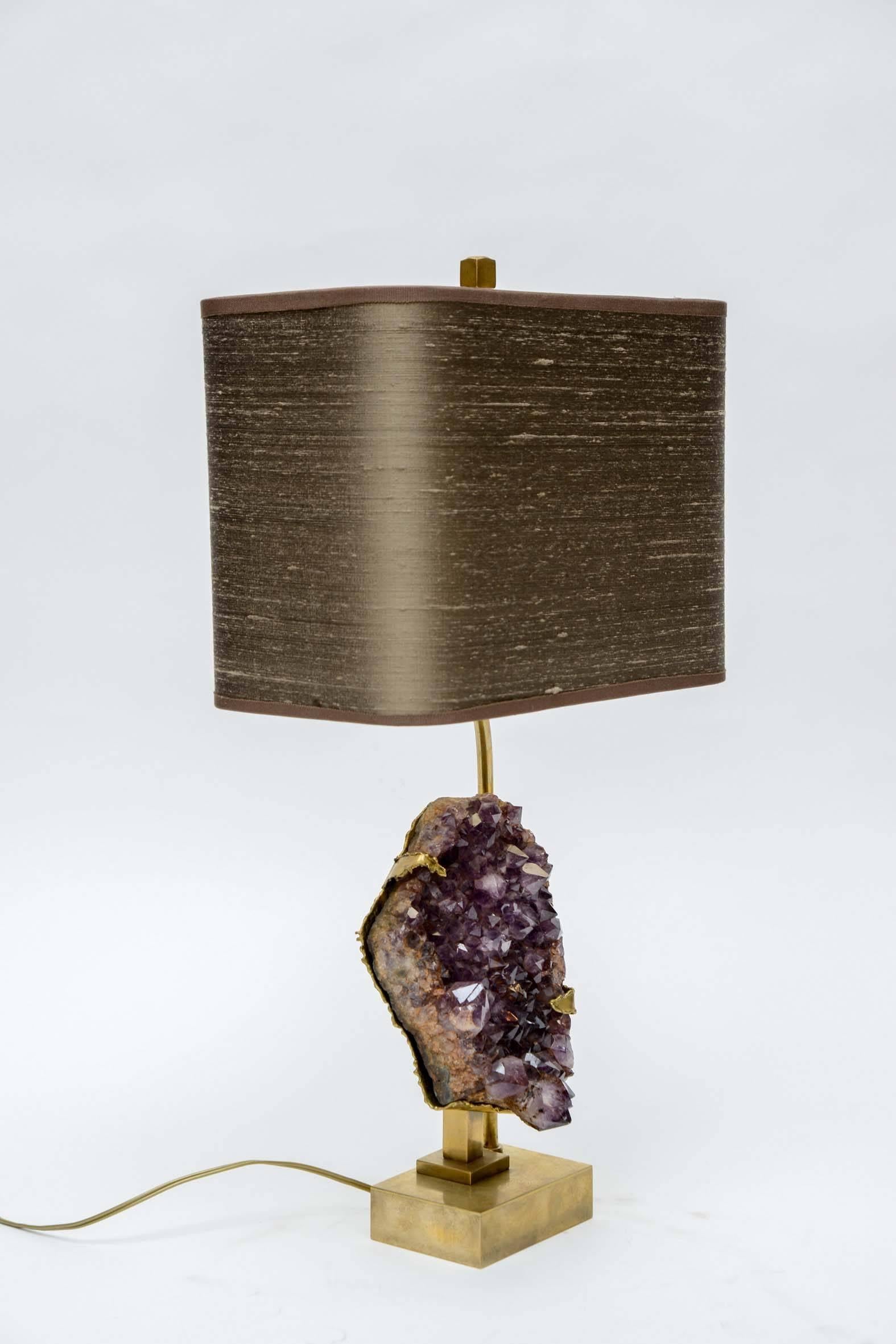 French Lovely Small Amethyst Table Lamp