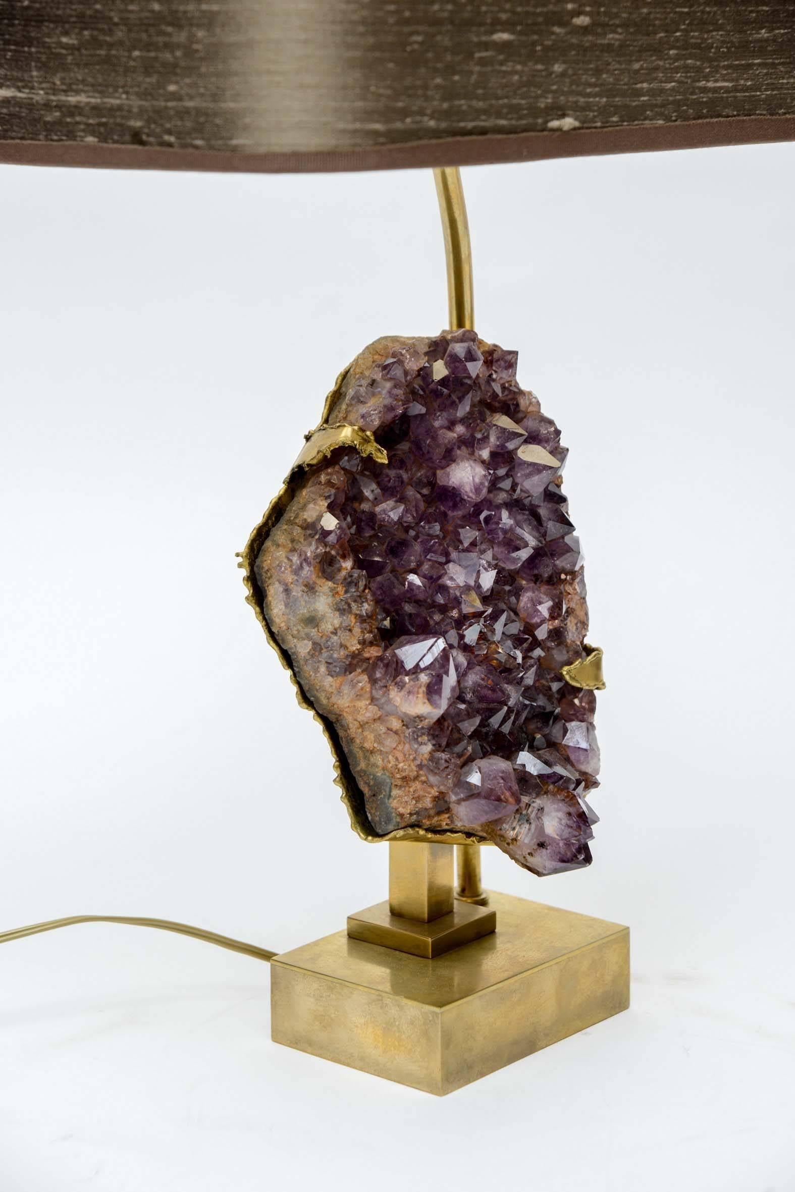 Lovely Small Amethyst Table Lamp In Excellent Condition In Saint-Ouen, IDF