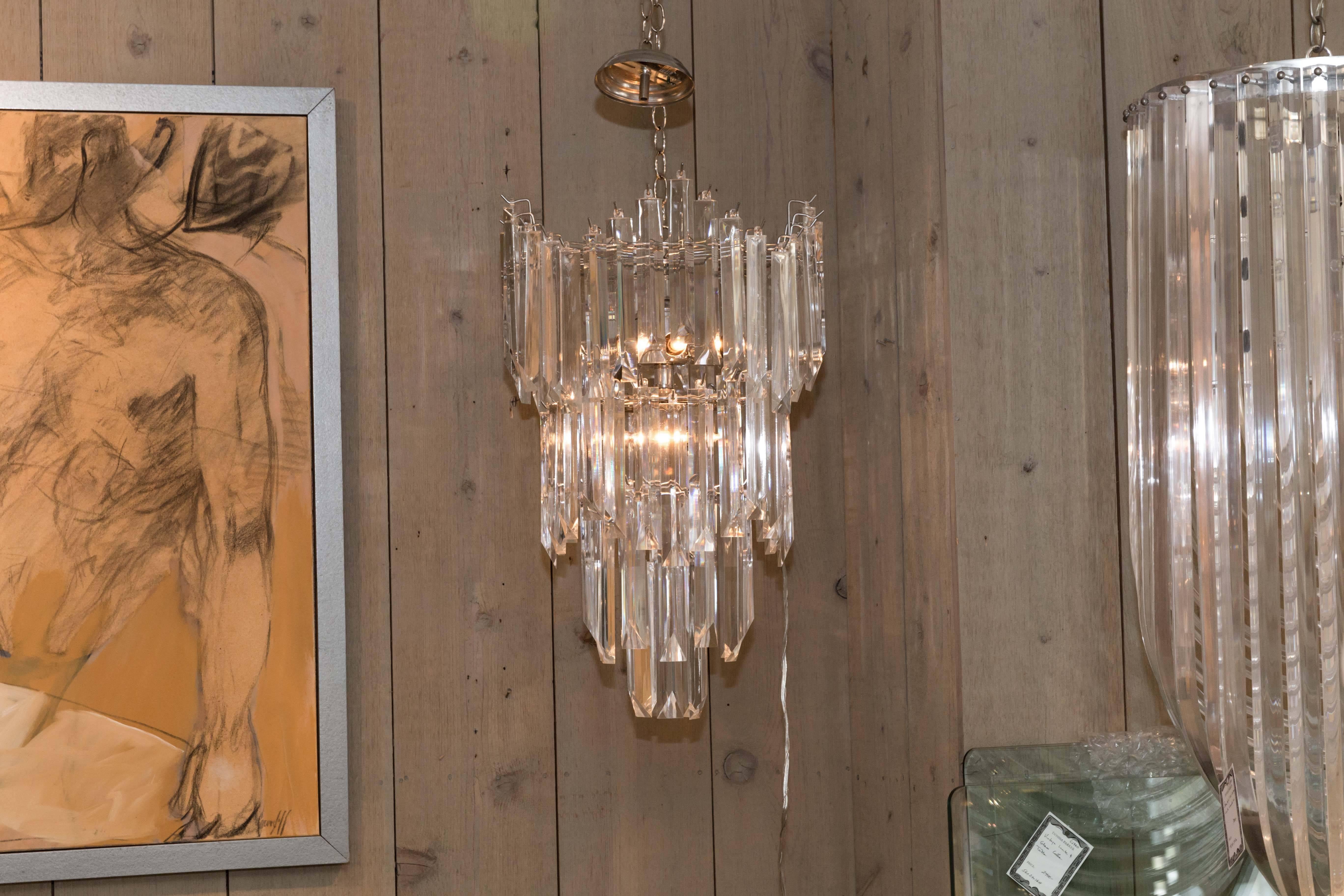 Mid-Century Modern Rare and Attractive Pair of Mid-Century Lucite Chandeliers For Sale