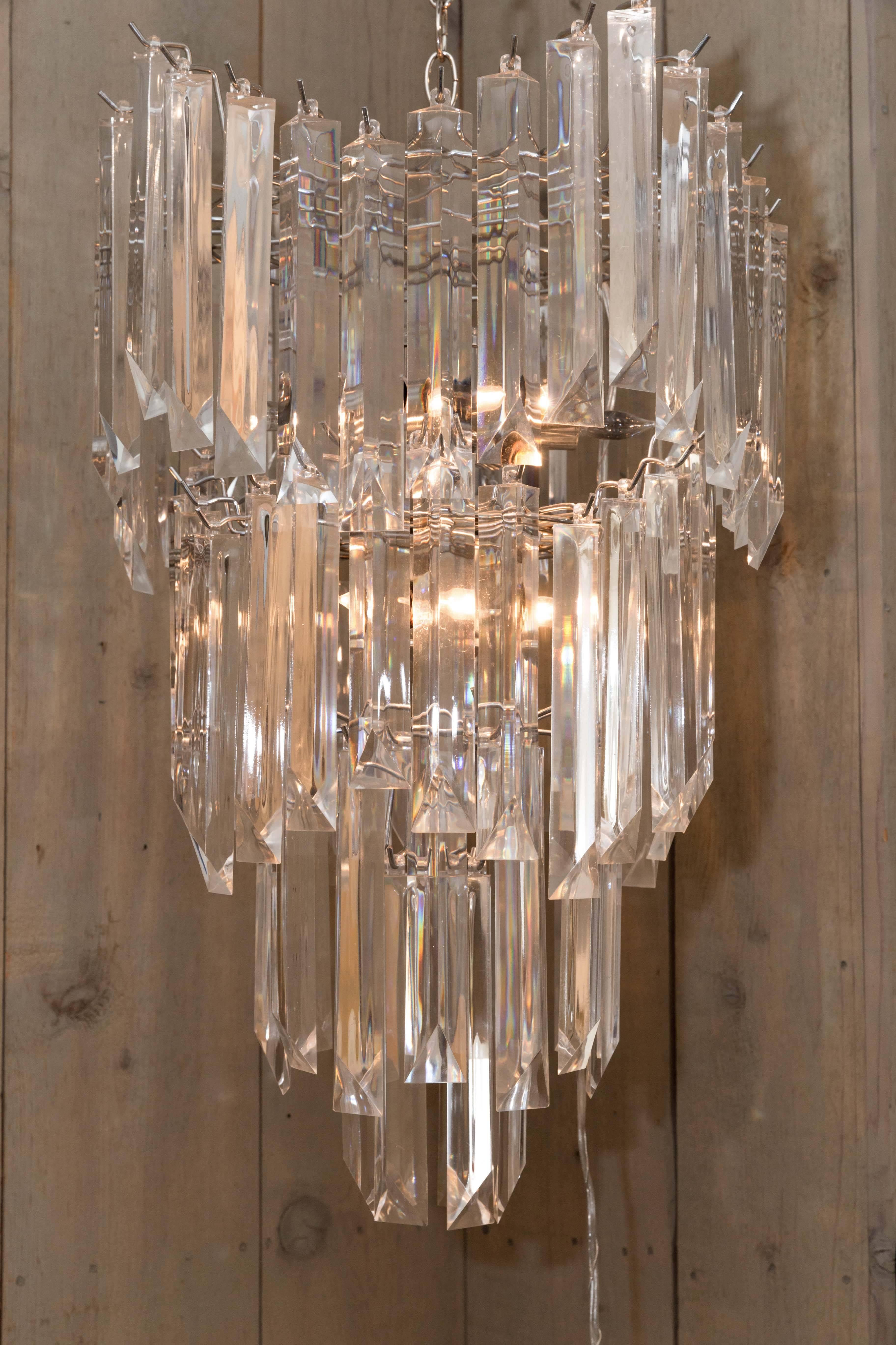 Rare and Attractive Pair of Mid-Century Lucite Chandeliers In Excellent Condition For Sale In Water Mill, NY