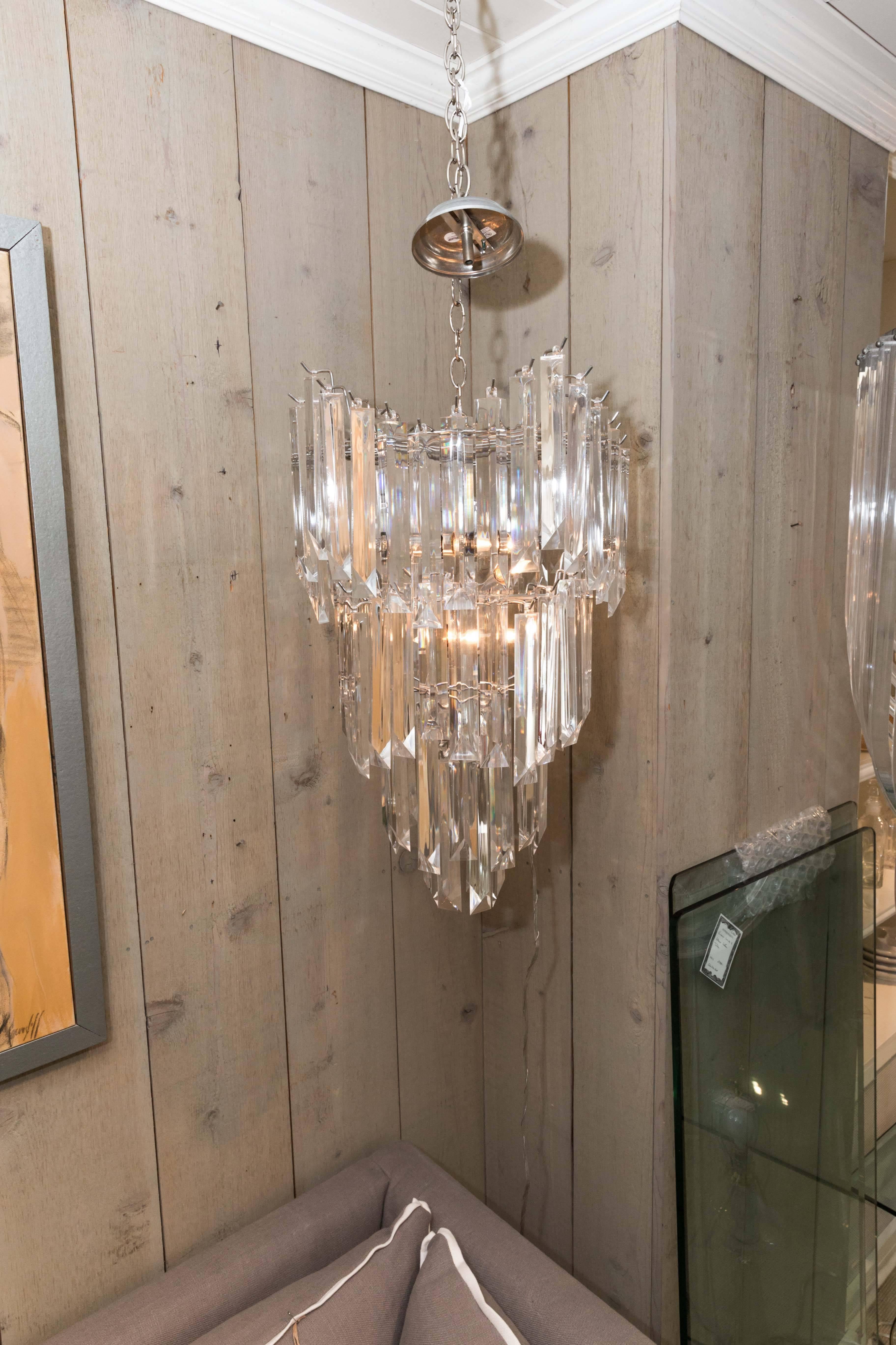 Mid-20th Century Rare and Attractive Pair of Mid-Century Lucite Chandeliers For Sale