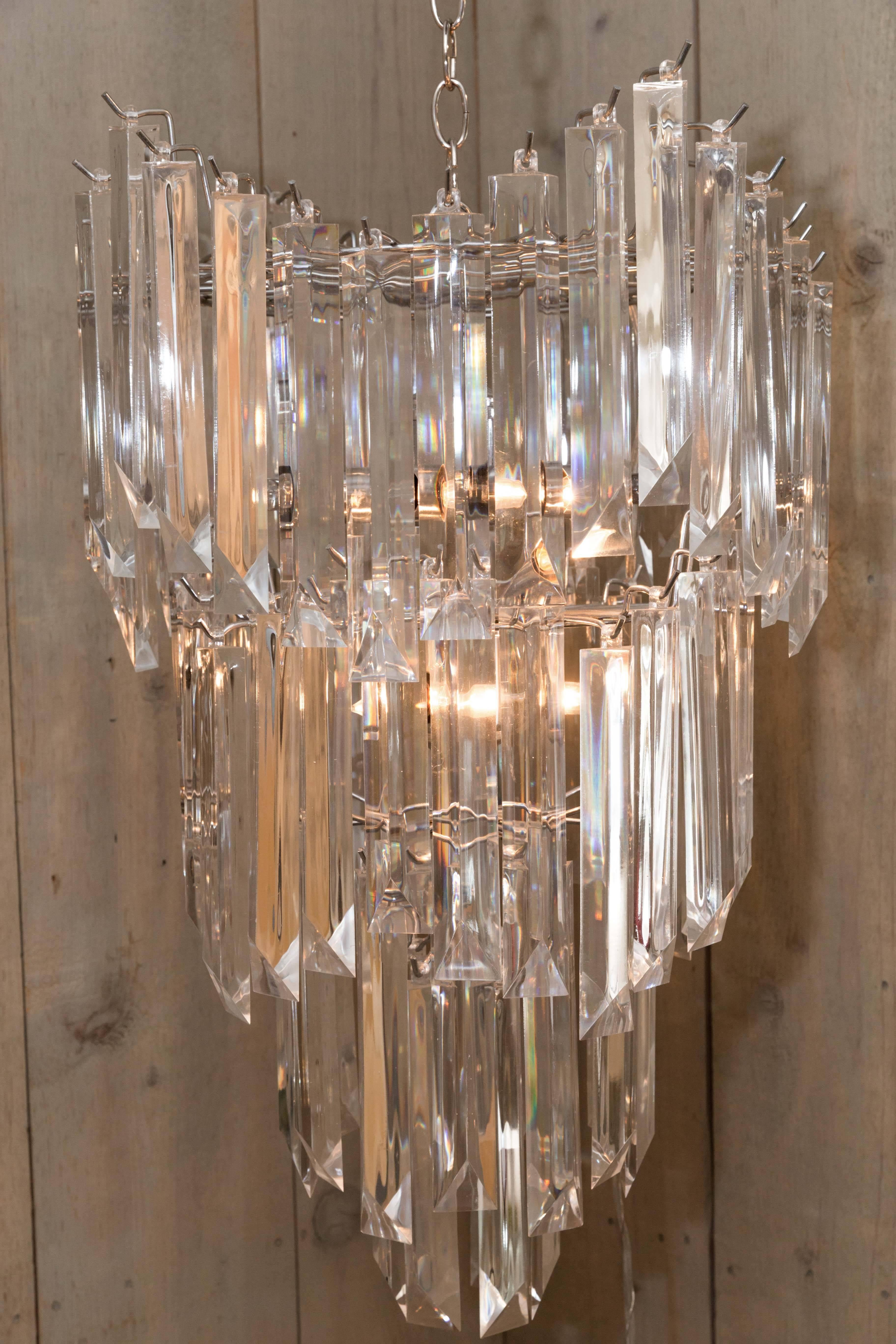 Rare and Attractive Pair of Mid-Century Lucite Chandeliers For Sale 1