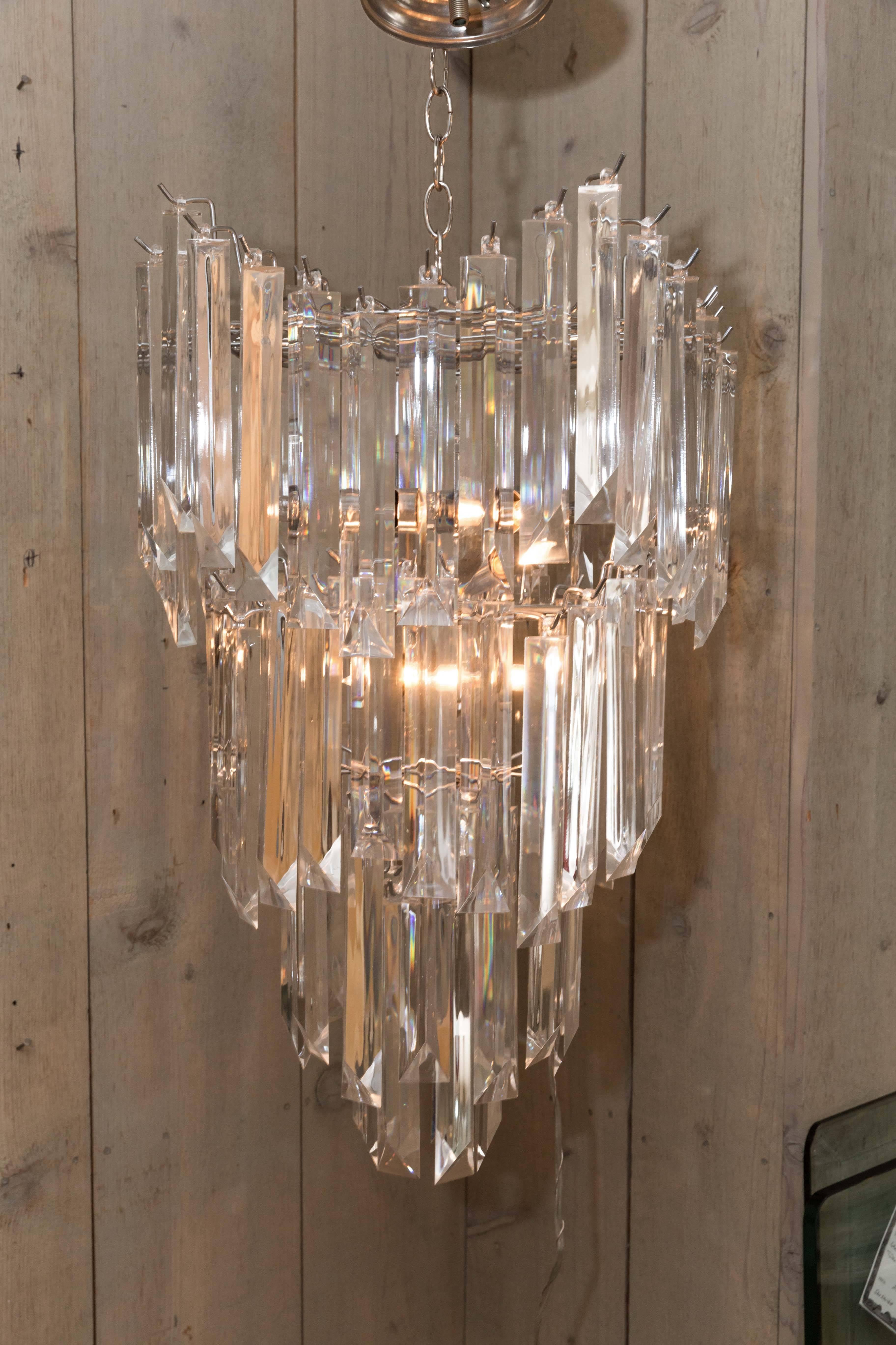 Rare and Attractive Pair of Mid-Century Lucite Chandeliers For Sale 2