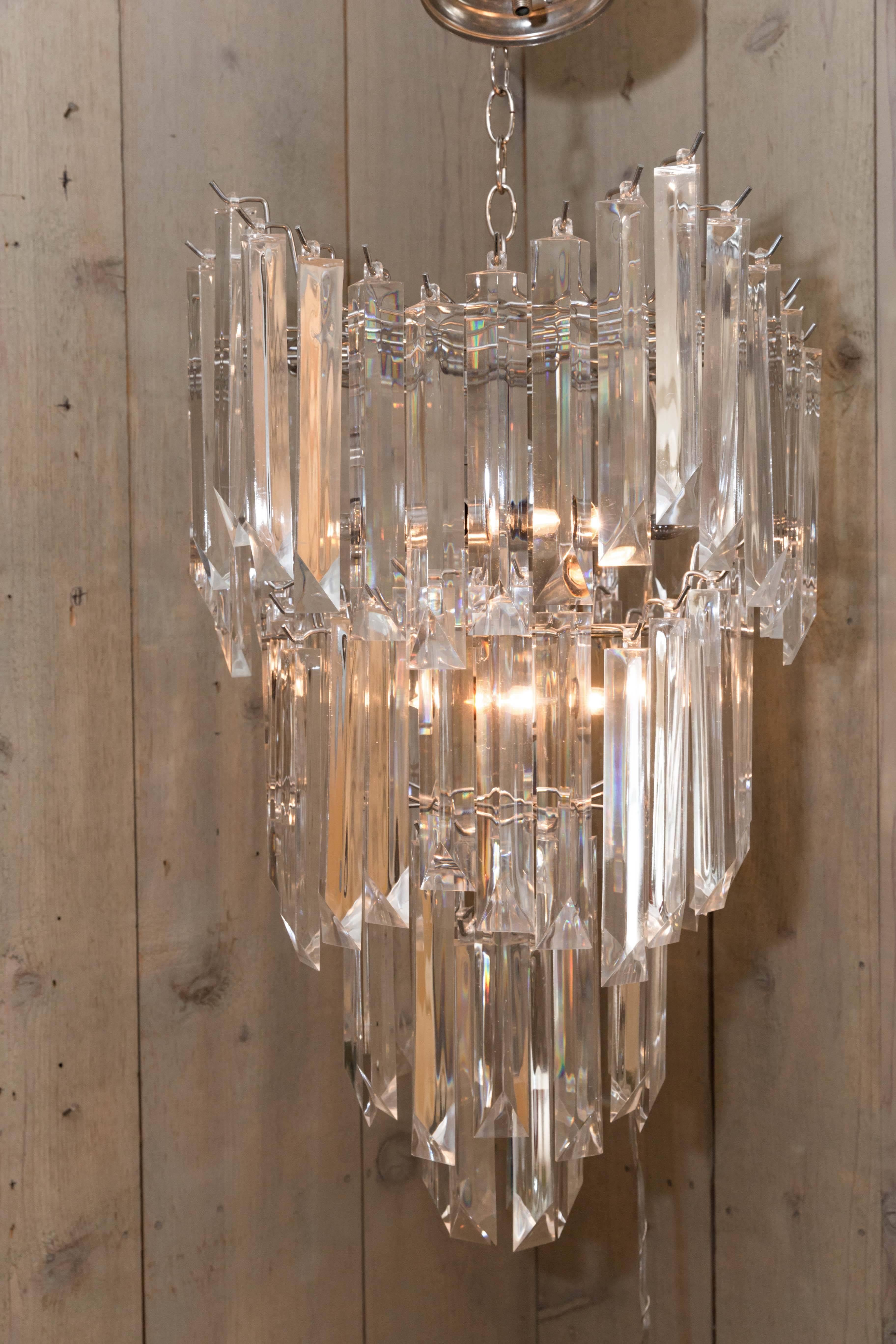 Rare and Attractive Pair of Mid-Century Lucite Chandeliers For Sale 3