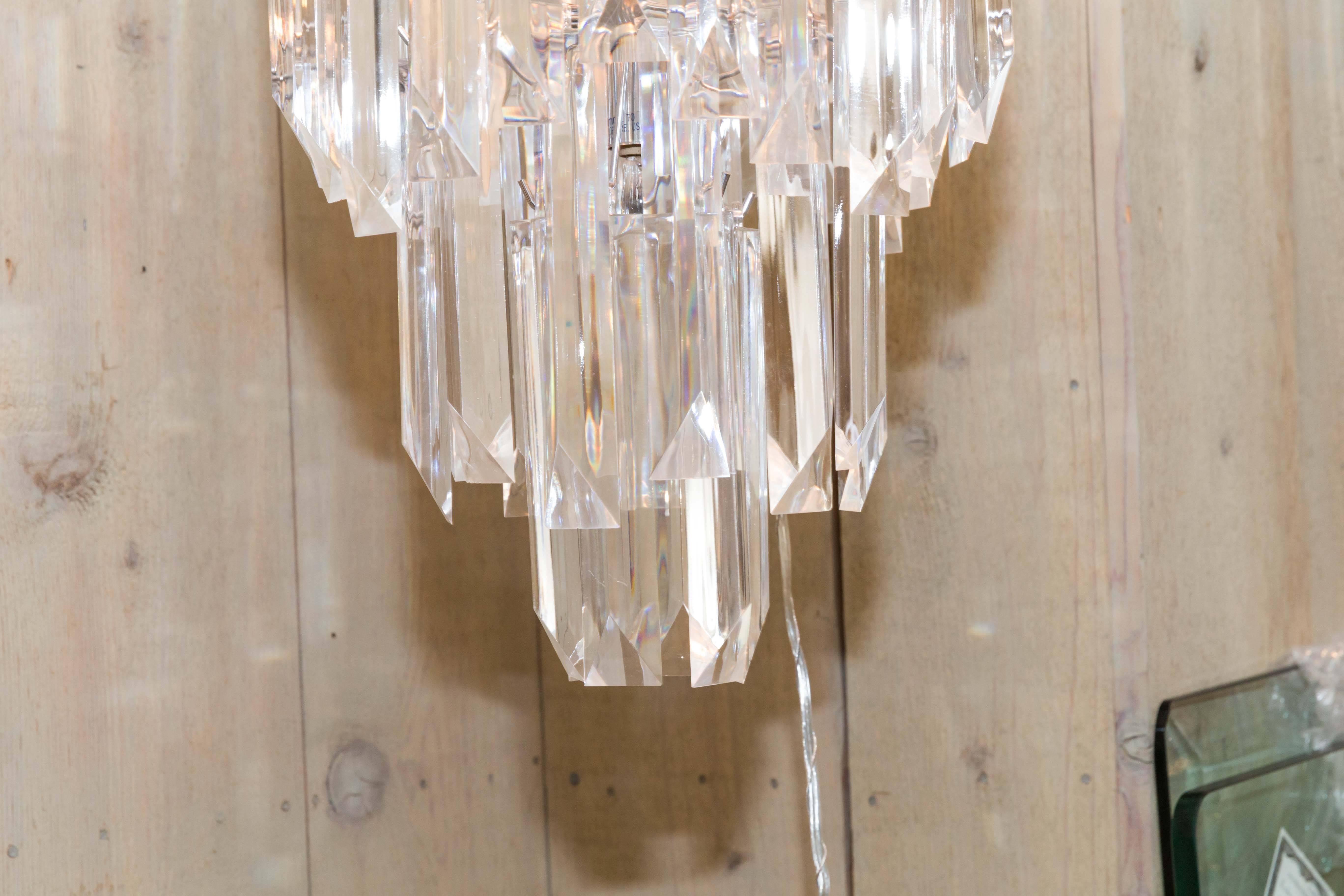 Rare and Attractive Pair of Mid-Century Lucite Chandeliers For Sale 5