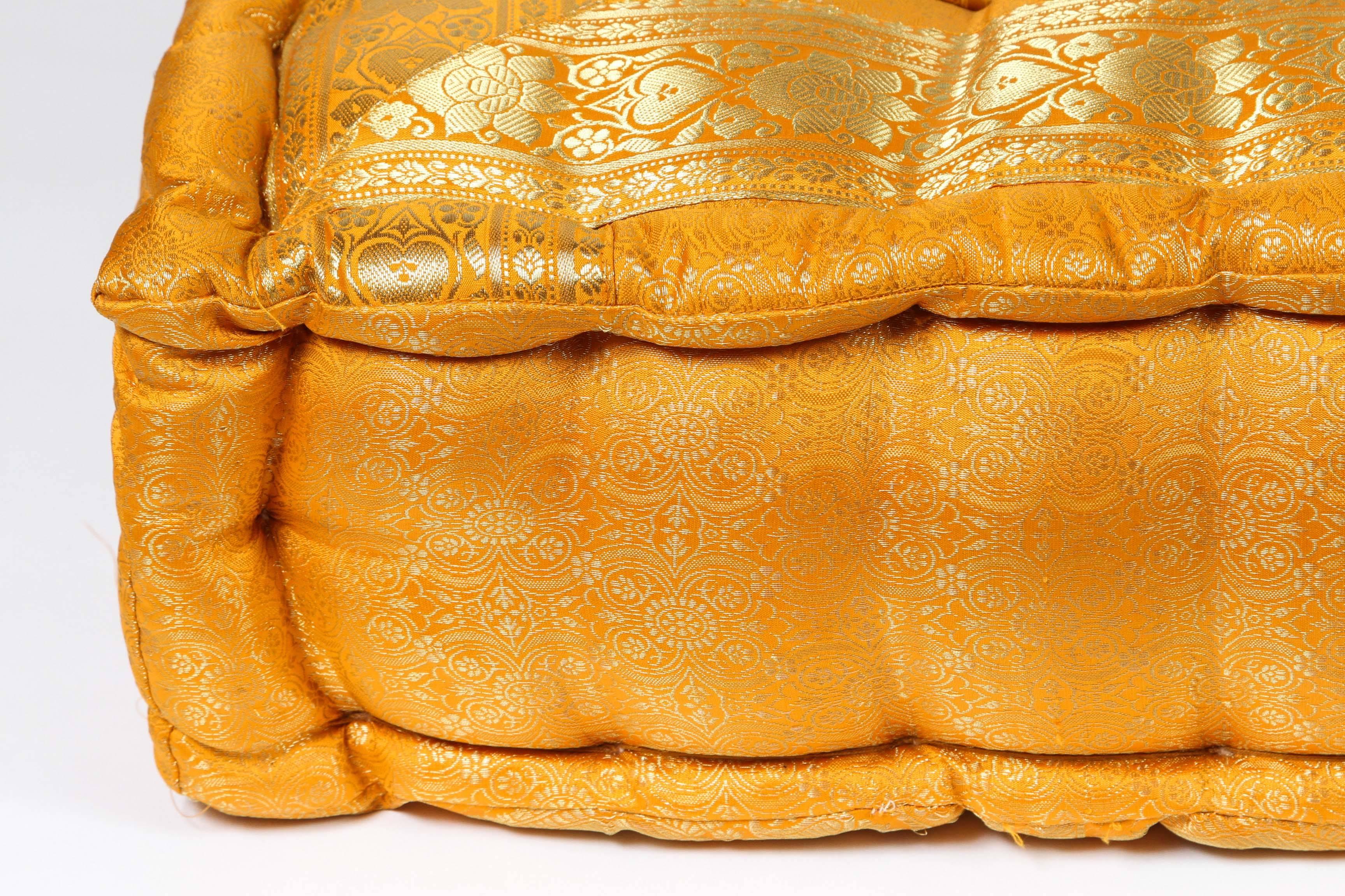 Bohemian Moroccan Oversized Yellow and Gold Tufted Floor Pillow Cushion