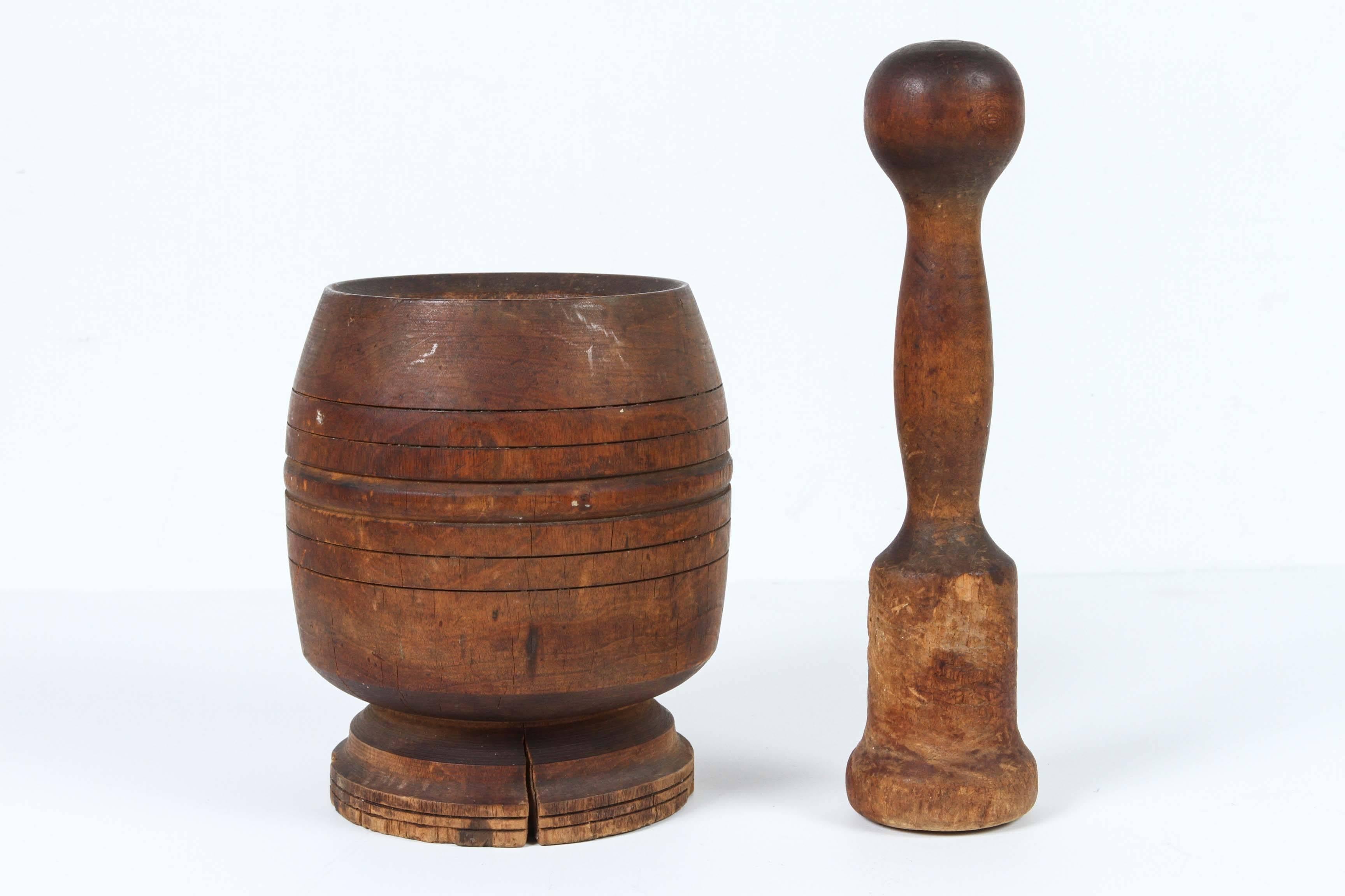 Moroccan Wooden African Mortar and Pestle