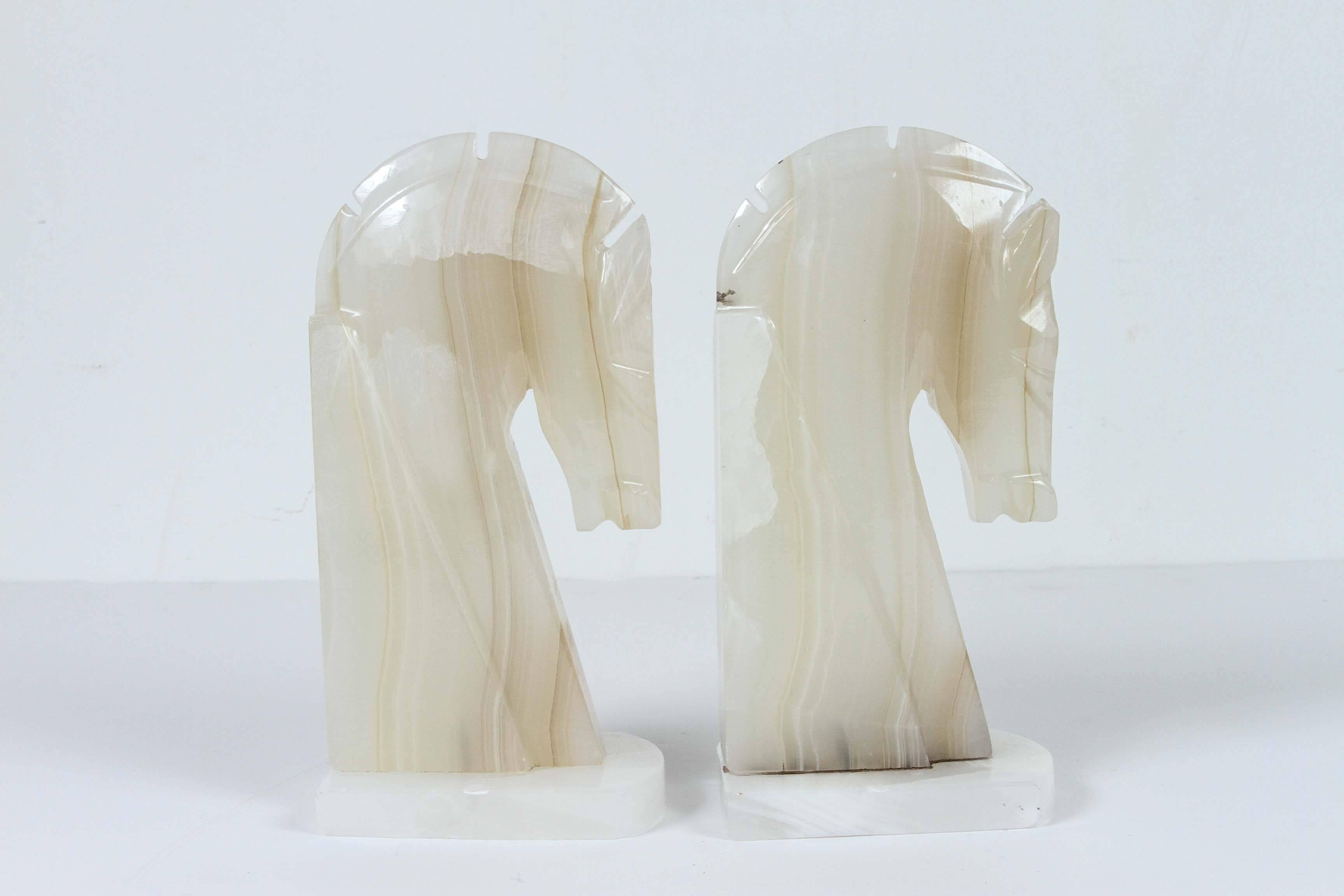 Hand-Carved Pair of Art Deco Style Horses Bookends