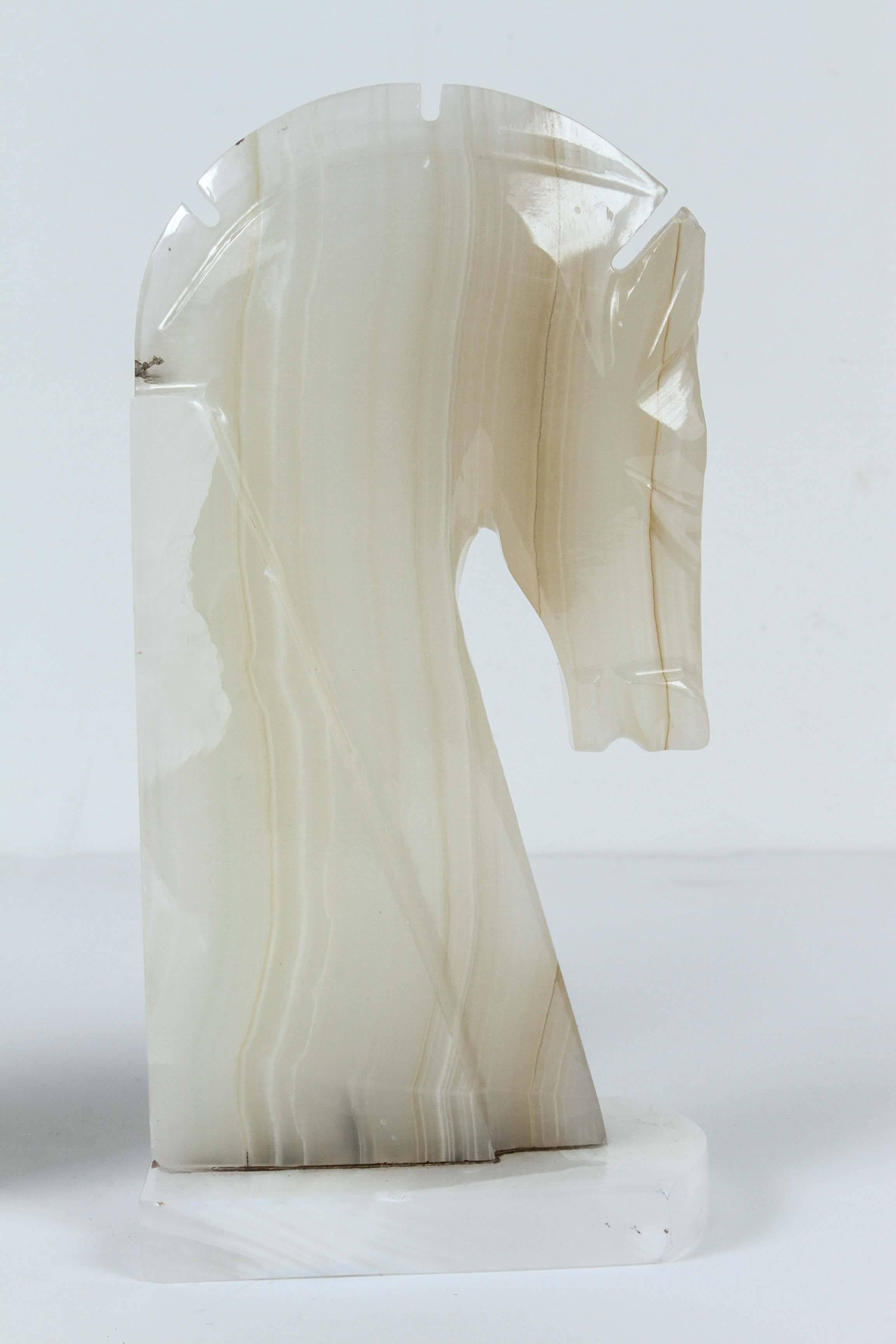 Marble Pair of Art Deco Style Horses Bookends